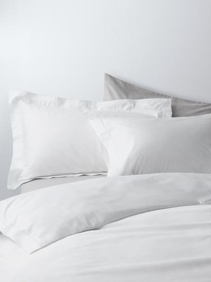 John Lewis Twist Trim Pure Cotton Embroidered Sateen Bedding, 600 Thread Count, White