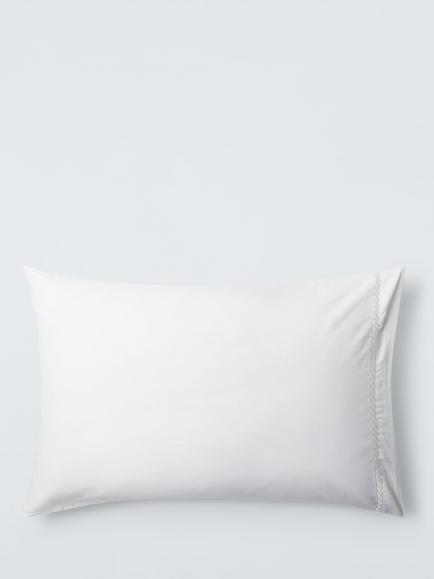 John Lewis Twist Trim Pure Cotton Embroidered Sateen Bedding, 600 Thread Count - view 2, White