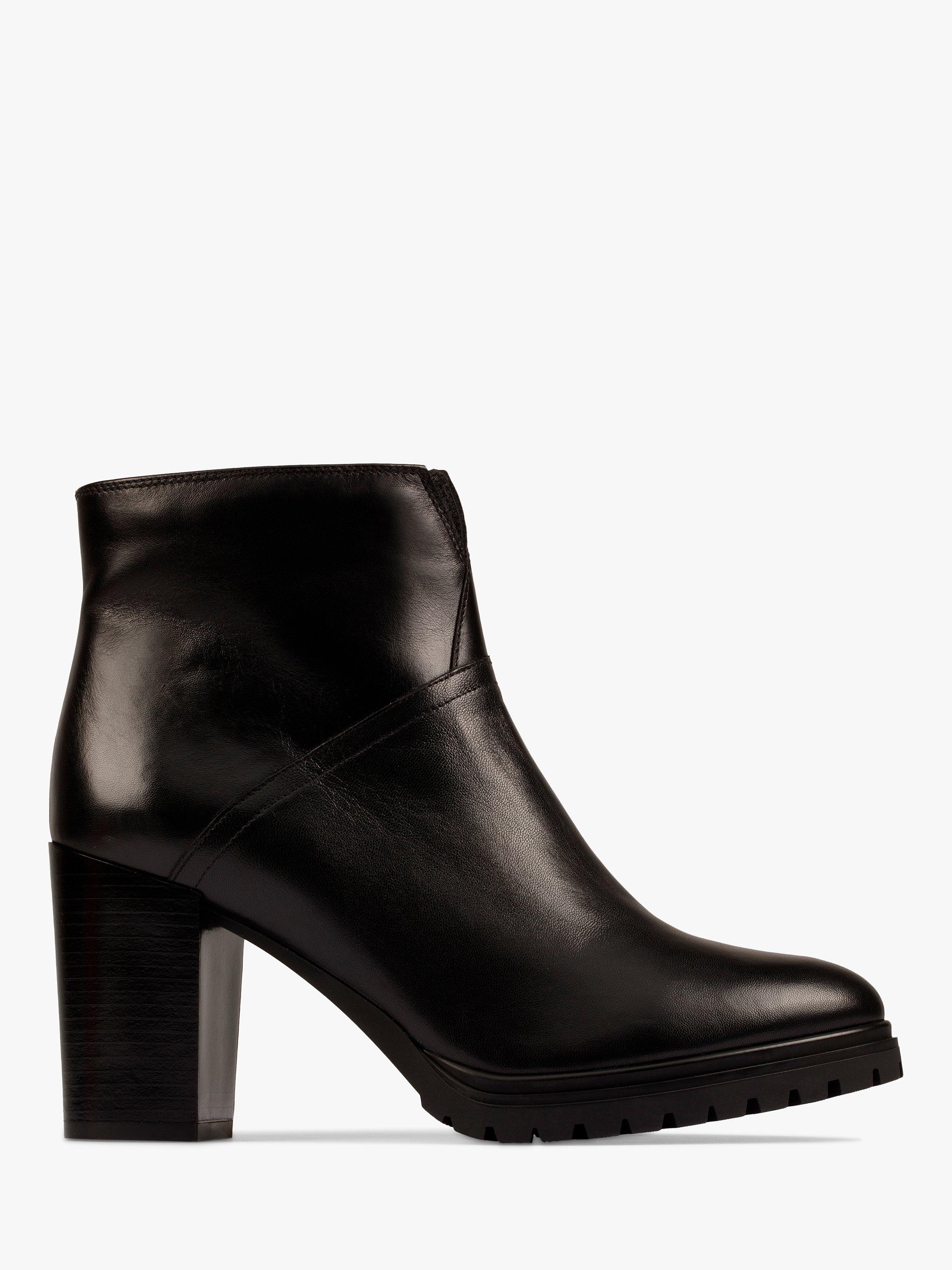 Clarks Hapus Zip Leather Heeled Ankle Boots