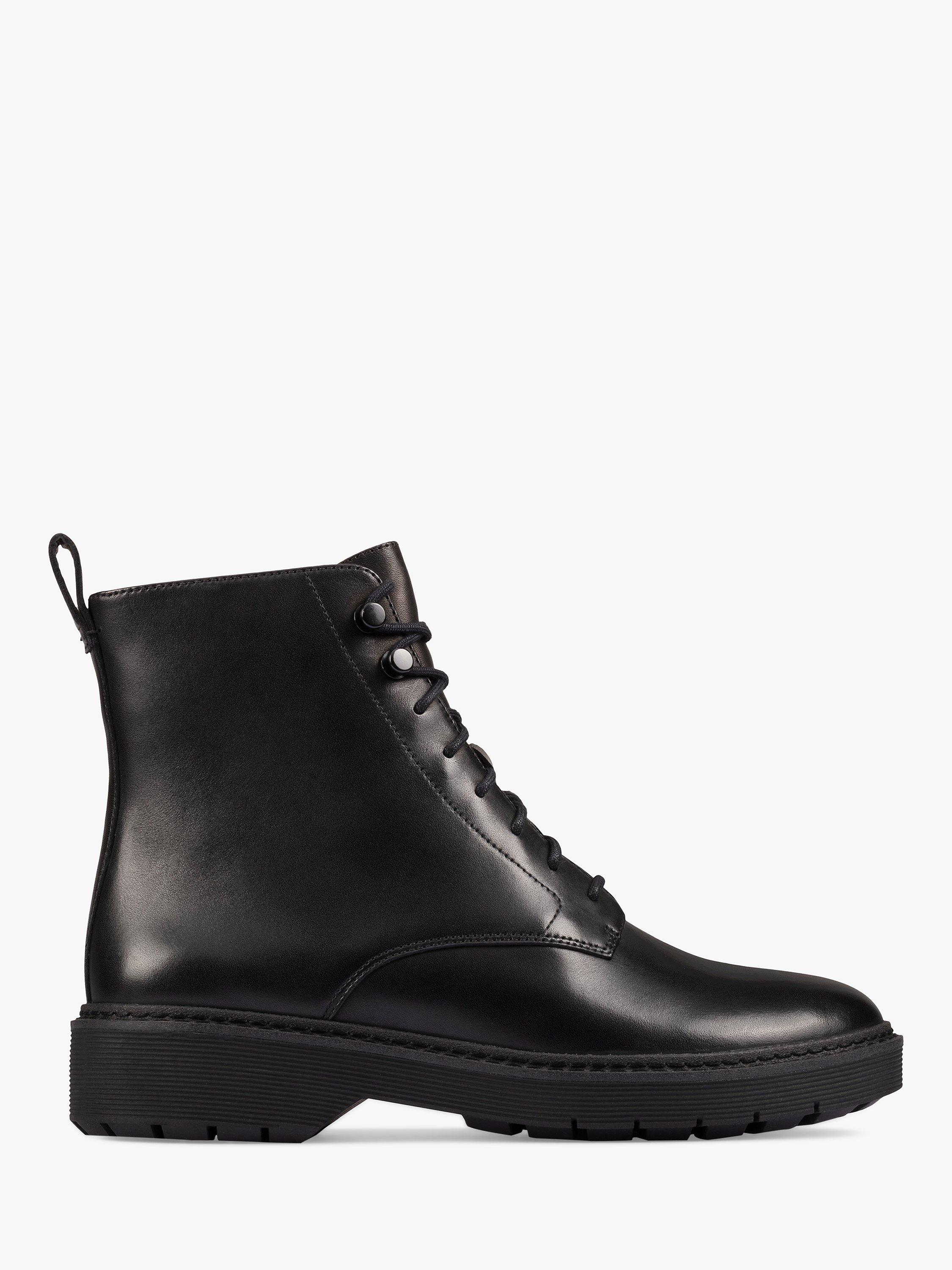 Clarks Witcombe Leather Lace Up Ankle Boots, Black
