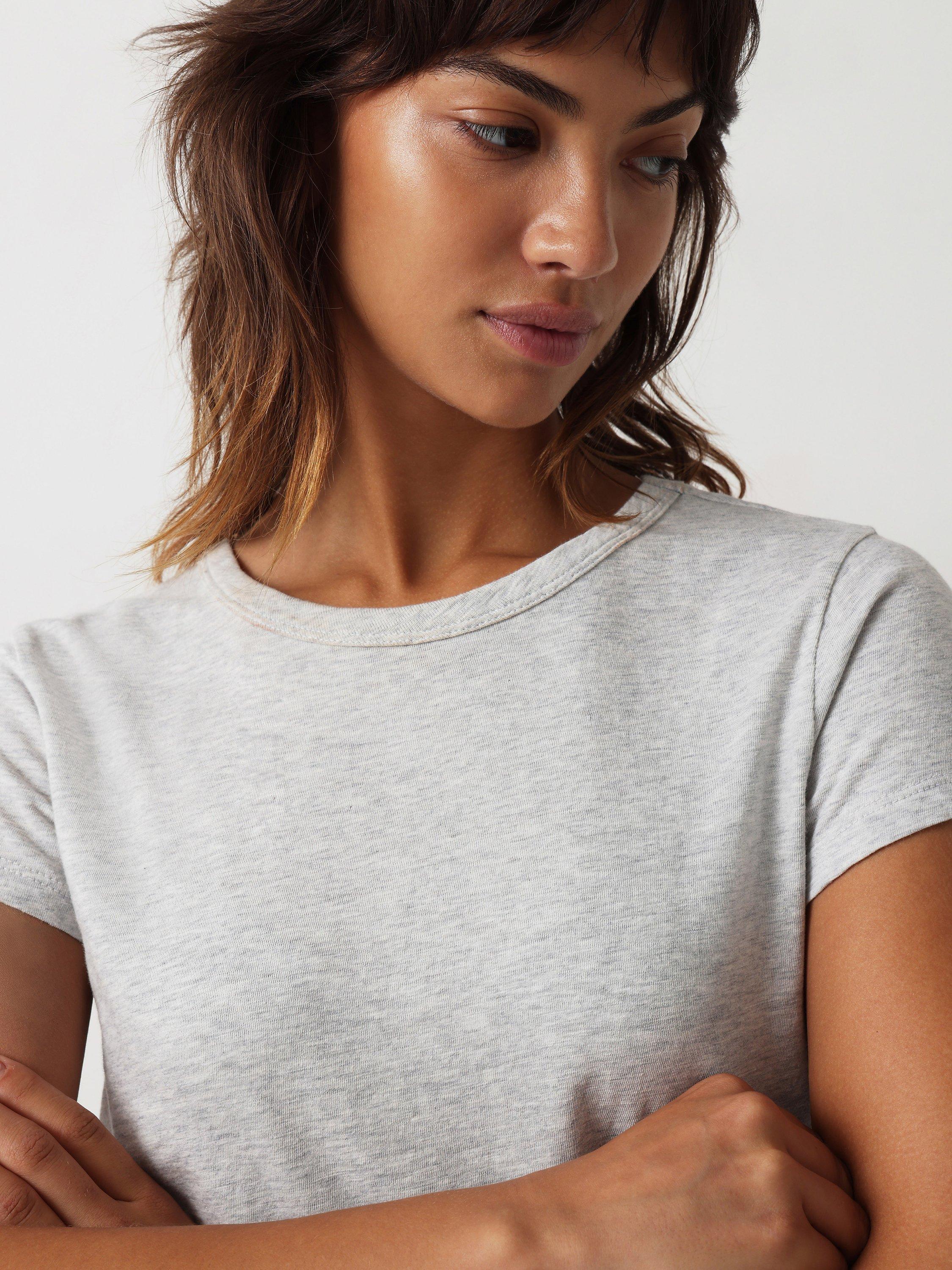 Product image 4 of 5, which shows HUSH Slim Fit Cotton Crew Neck T-Shirt, Lightest Grey Marl, XXS