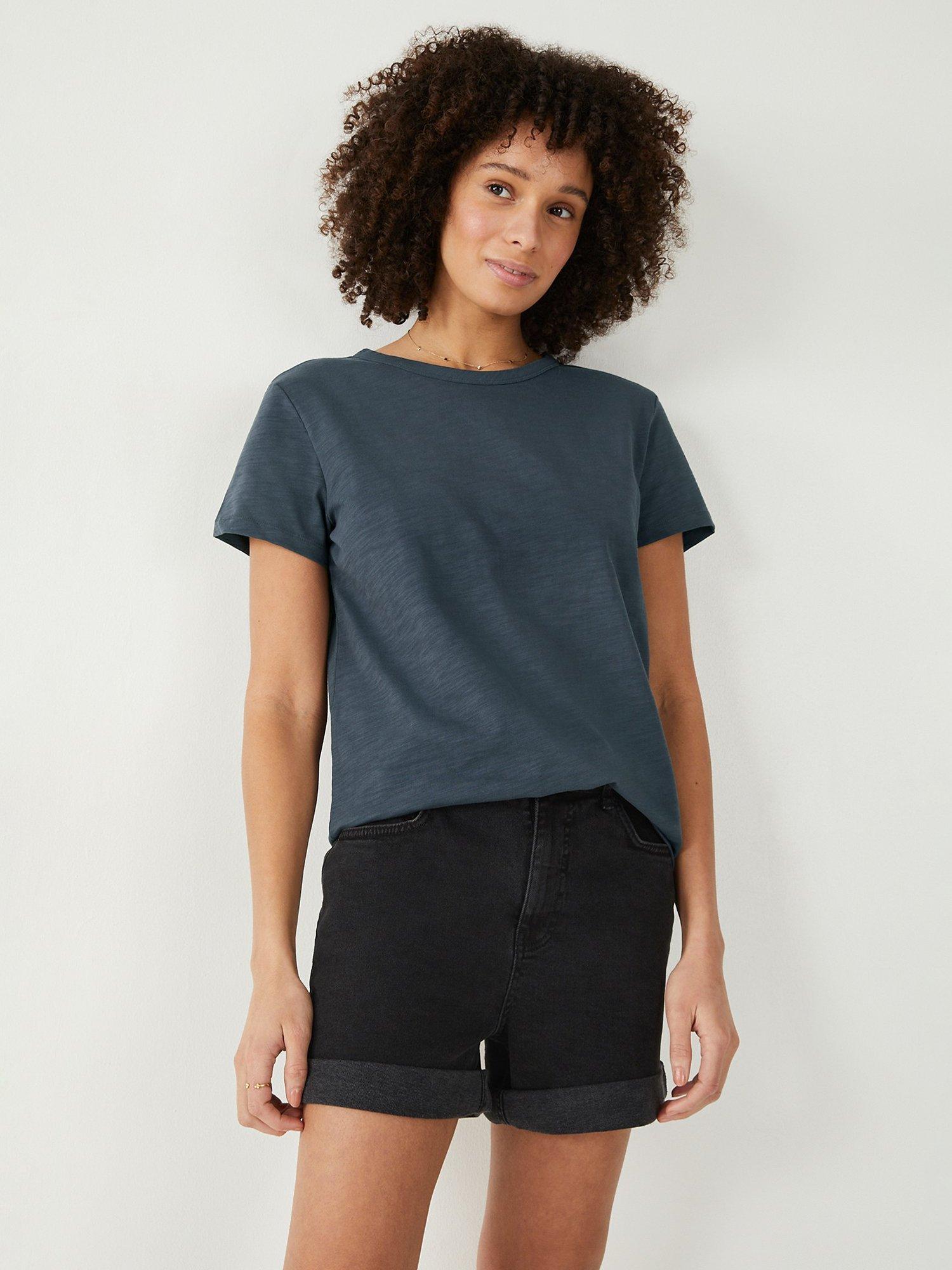 HUSH Cotton Boxy Crew Neck Tee, Washed Black