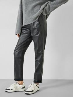 HUSH Leather Joggers, Black
