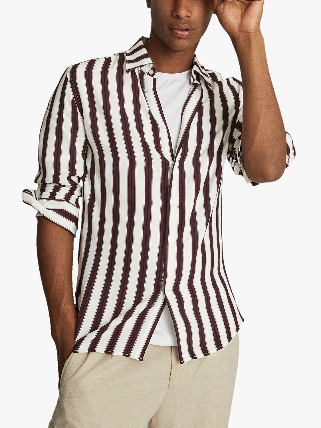 Reiss City Keanu Striped Shirt, Burgundy