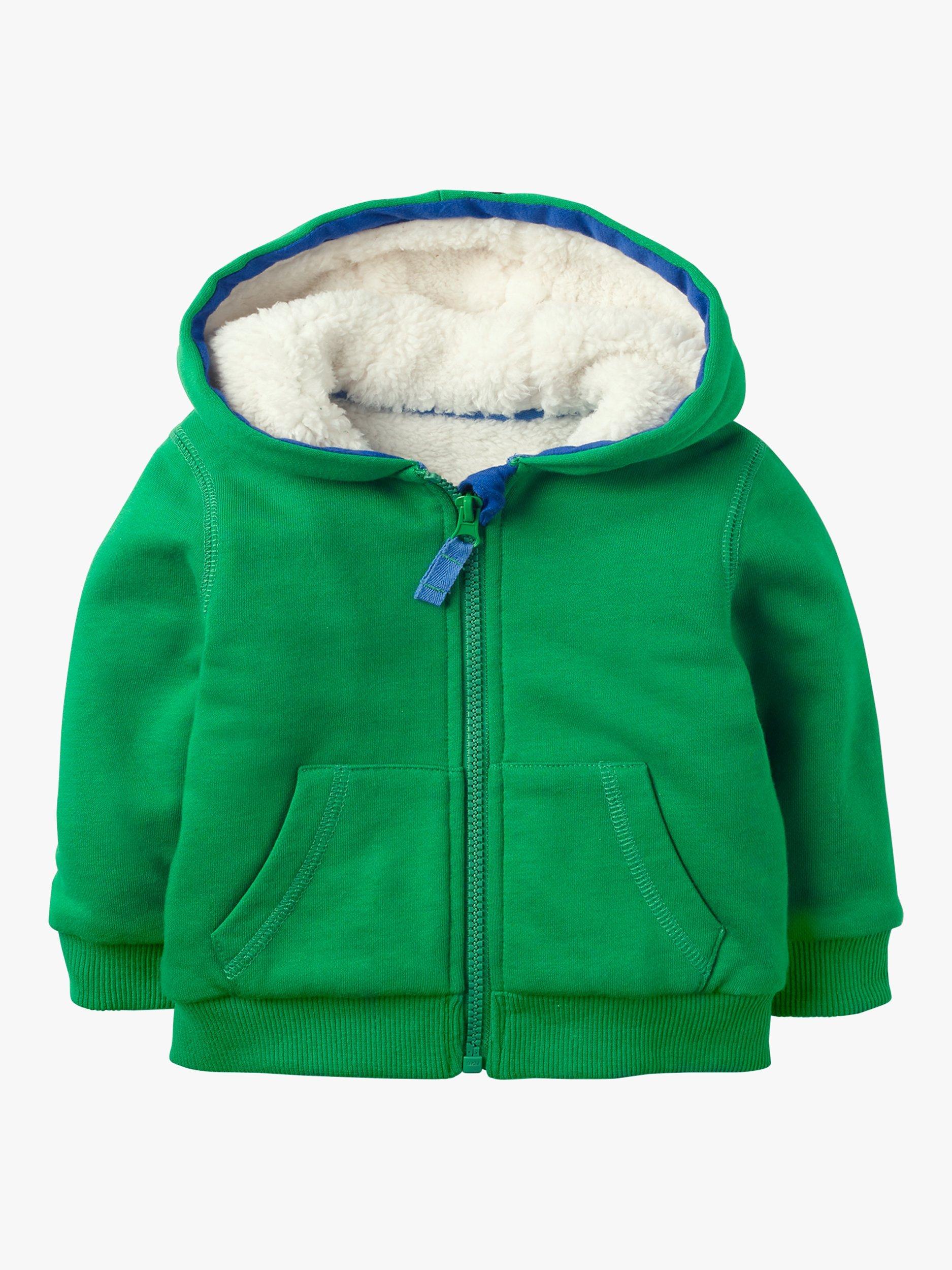 Mini Boden Baby Shaggy Lined Hoodie, Highland Green Frog