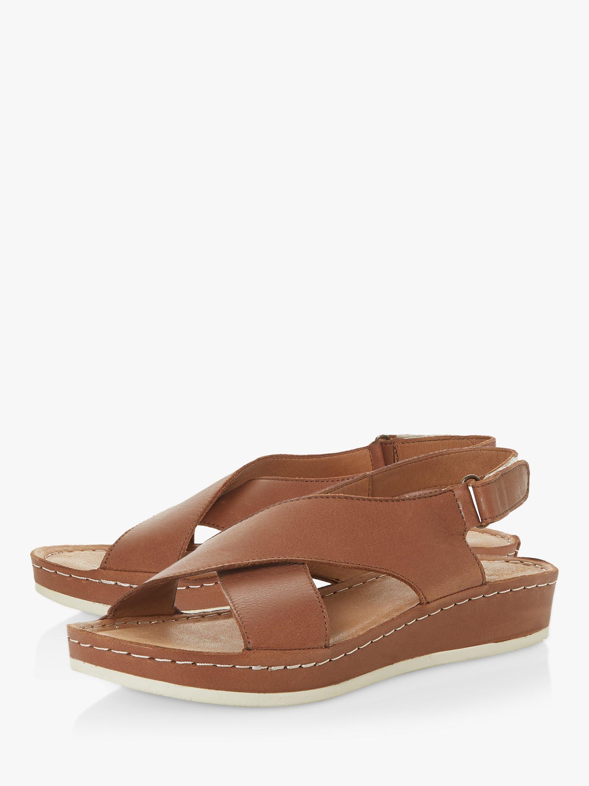 Bertie Lauder Leather Cross Over Strap Sandals, Tan, 4