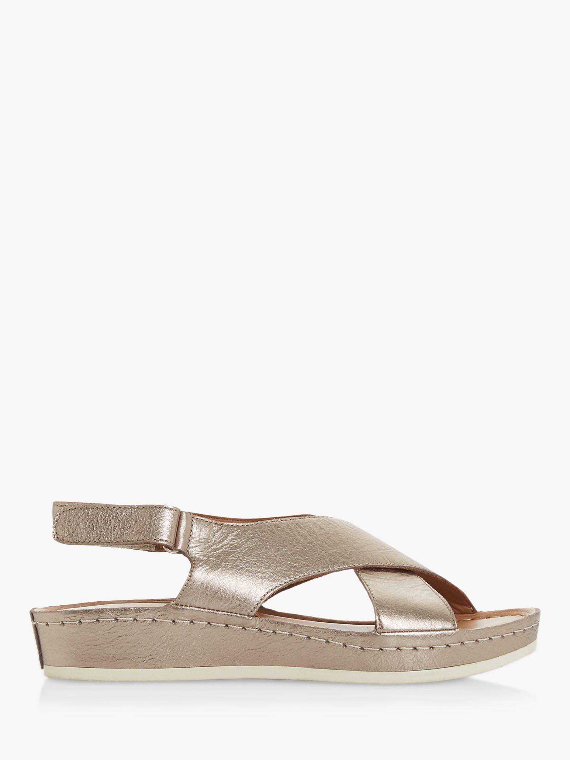 Bertie Lauder Leather Cross Over Strap Sandals, Pewter, 3