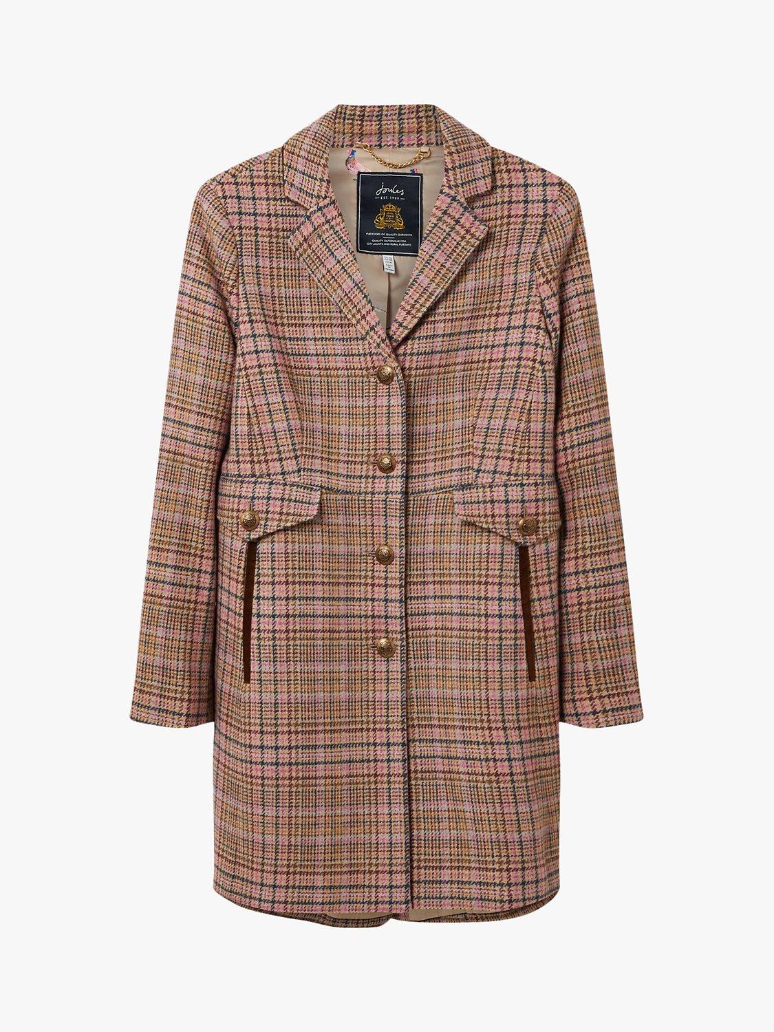 Joules Windsor Wool Blend Coat, Pink Tweed