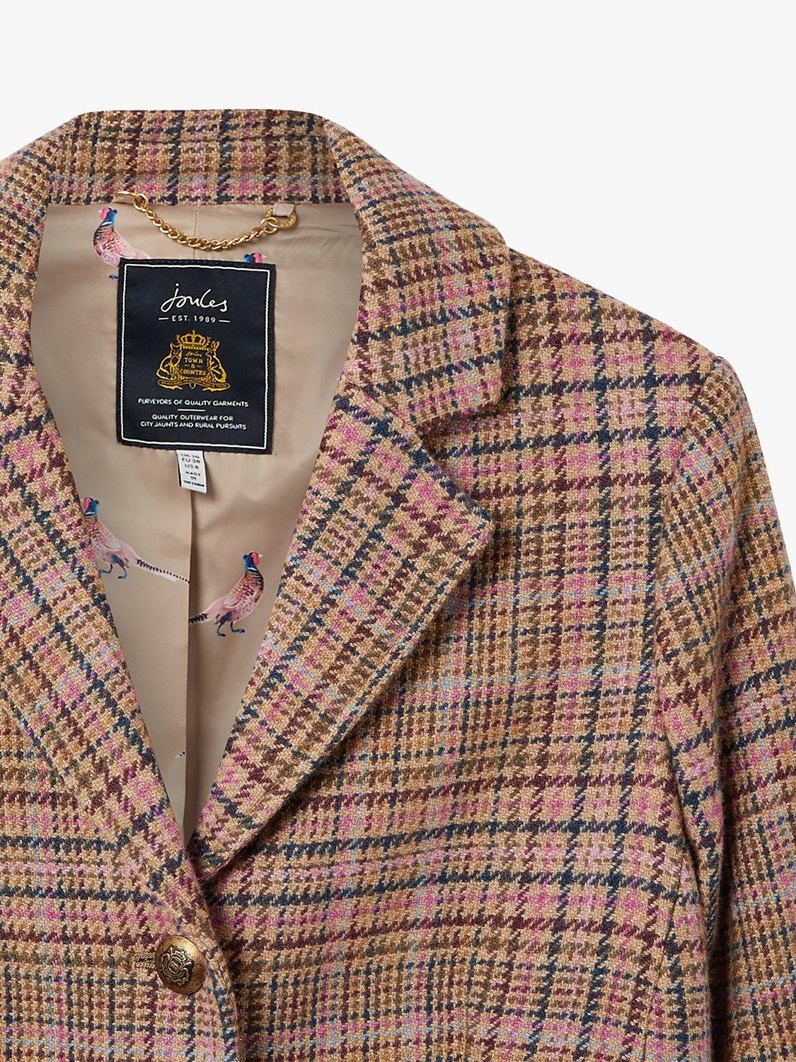 Joules pink tweed coat outlet