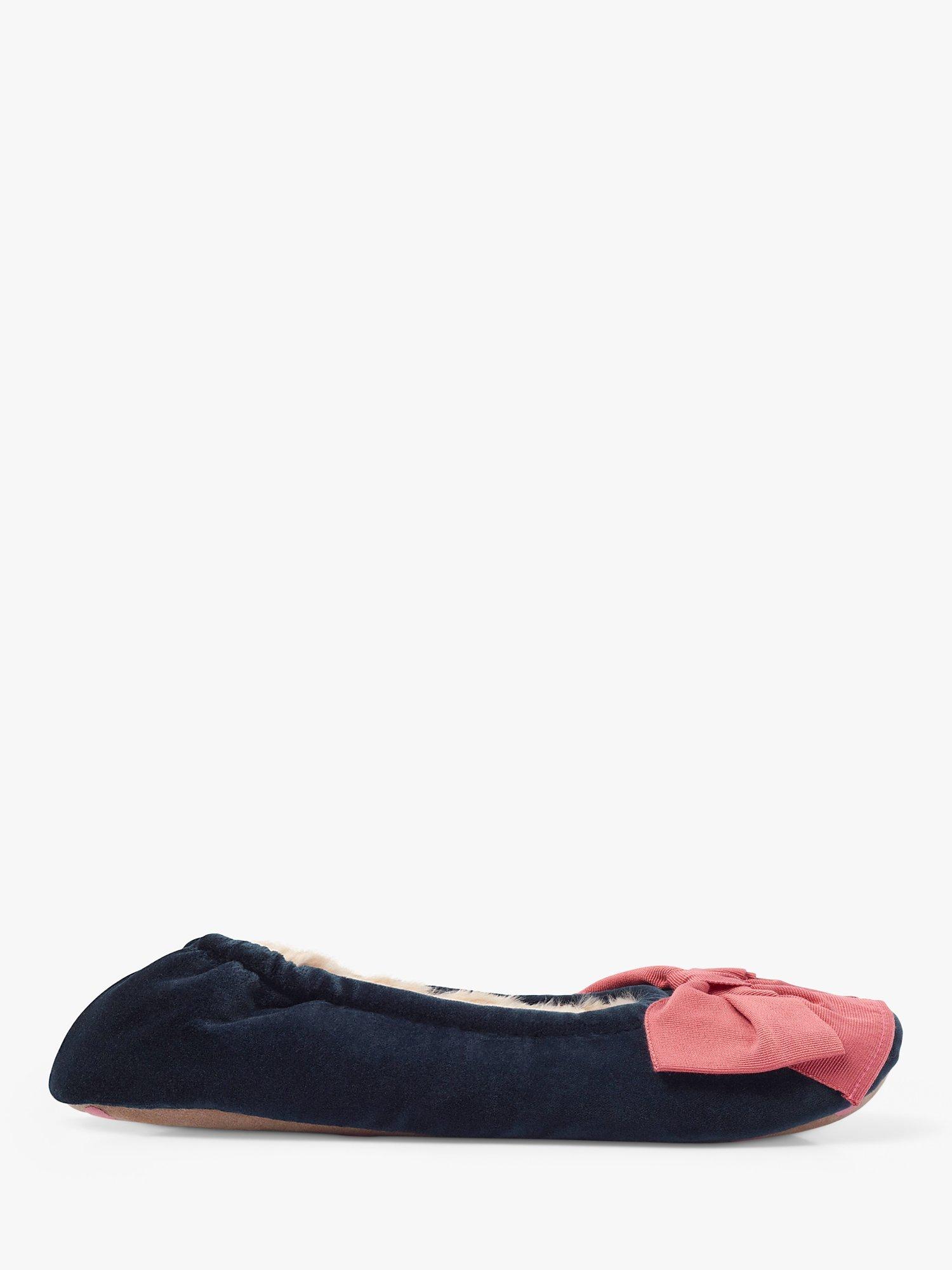 Boden Cosy Velvet Bow Slippers