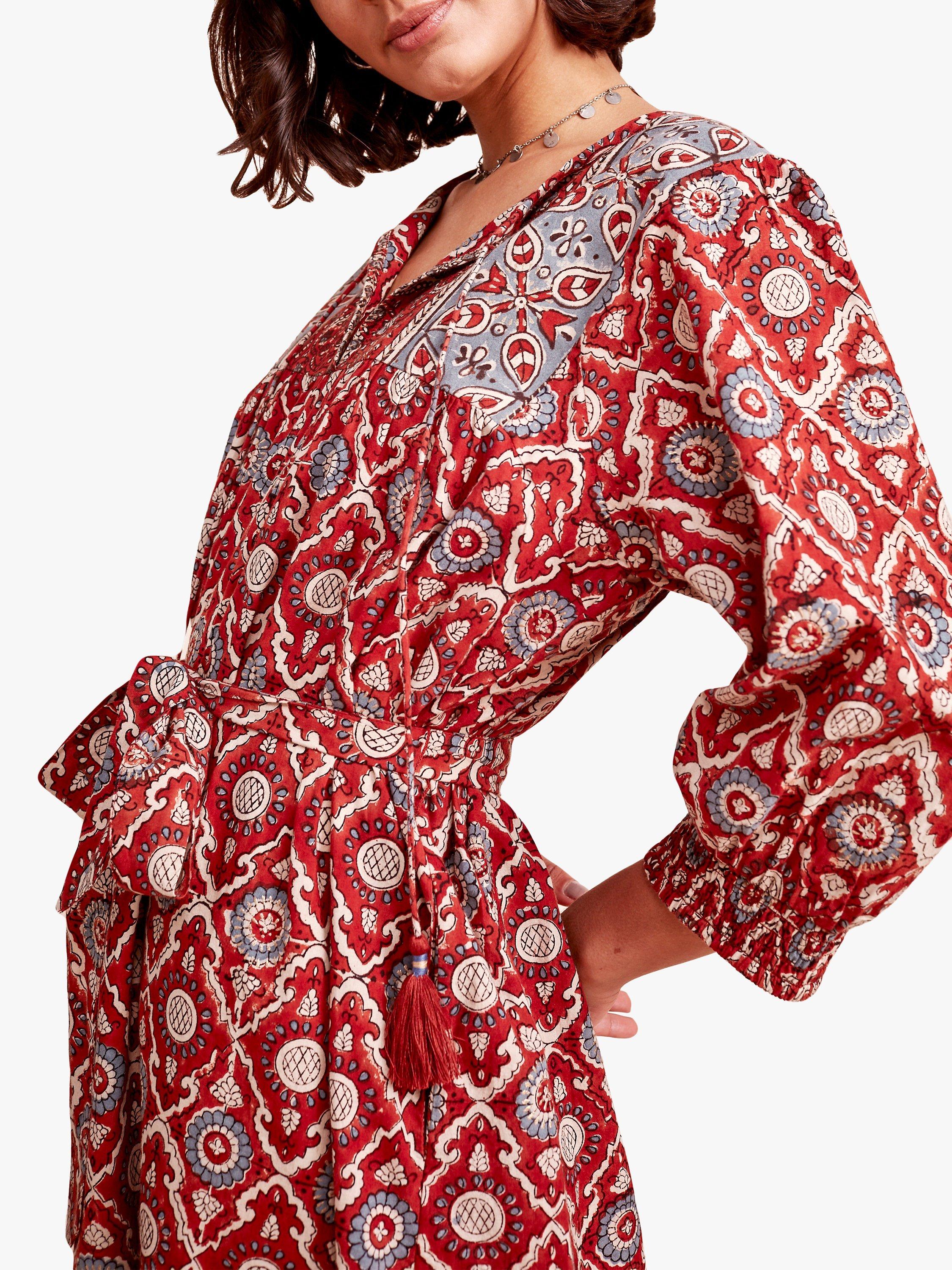 East Akira Artisanal Print Midi Dress Multi