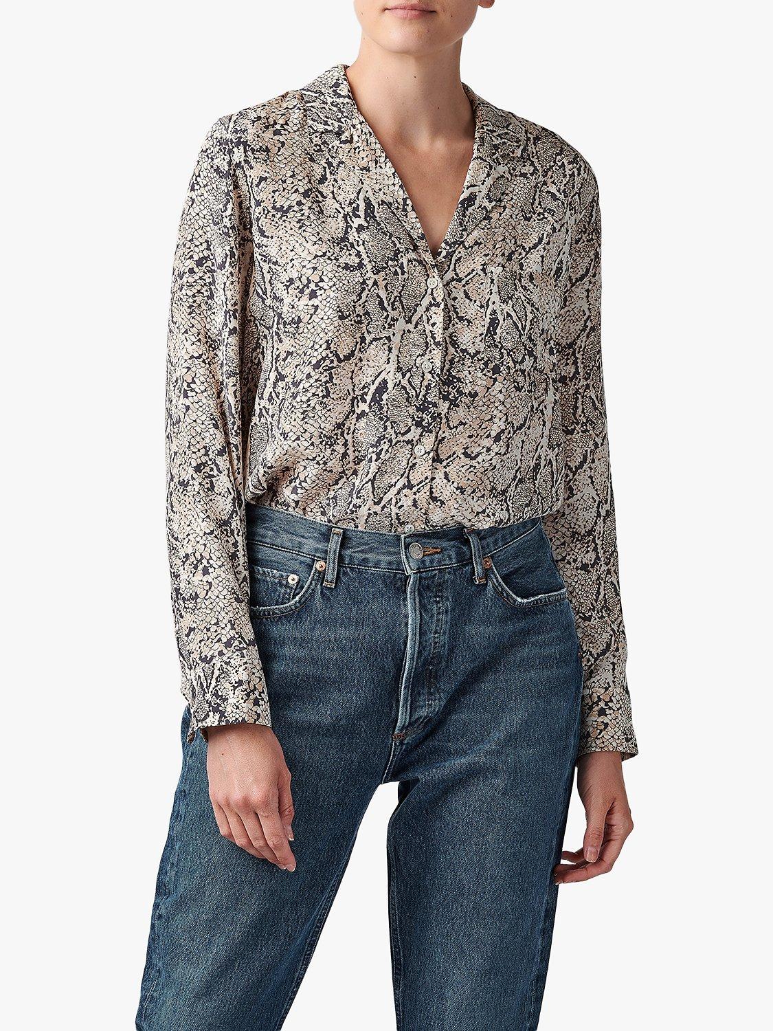 Rails Rebel Python Print Silk Blouse, White/Multi