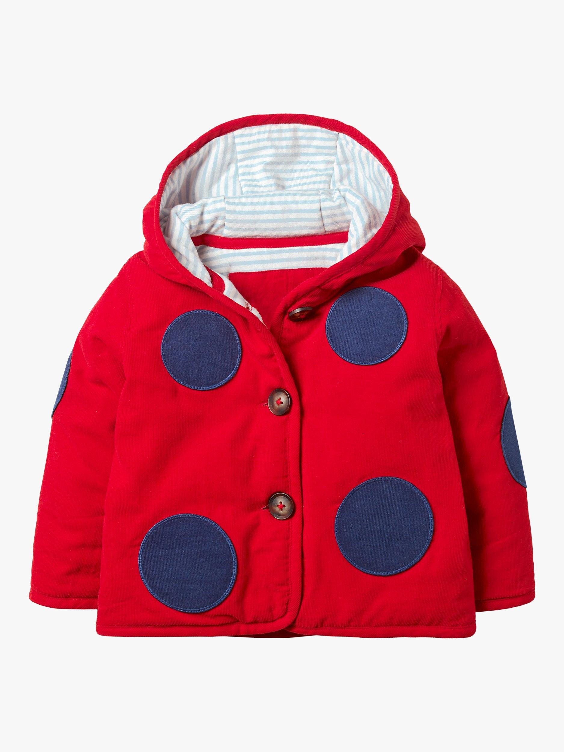 Mini Boden Cord Appliqué Ladybug Spot Coat, Red