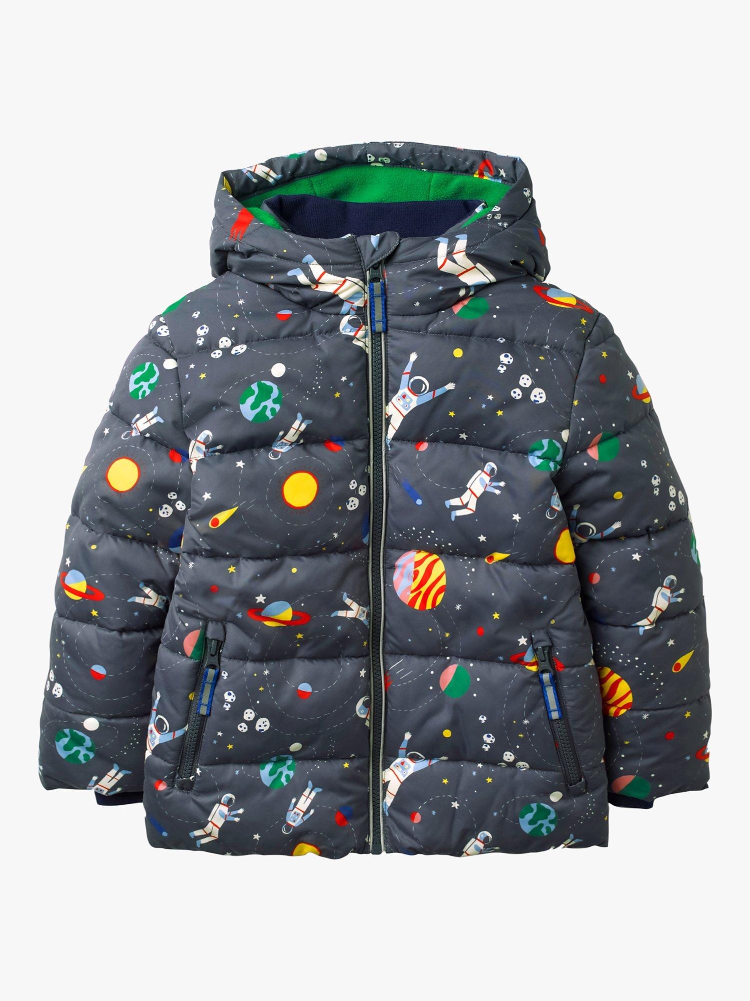 Mini Boden Boys Space Shower Resistant Padded Jacket Dark Grey