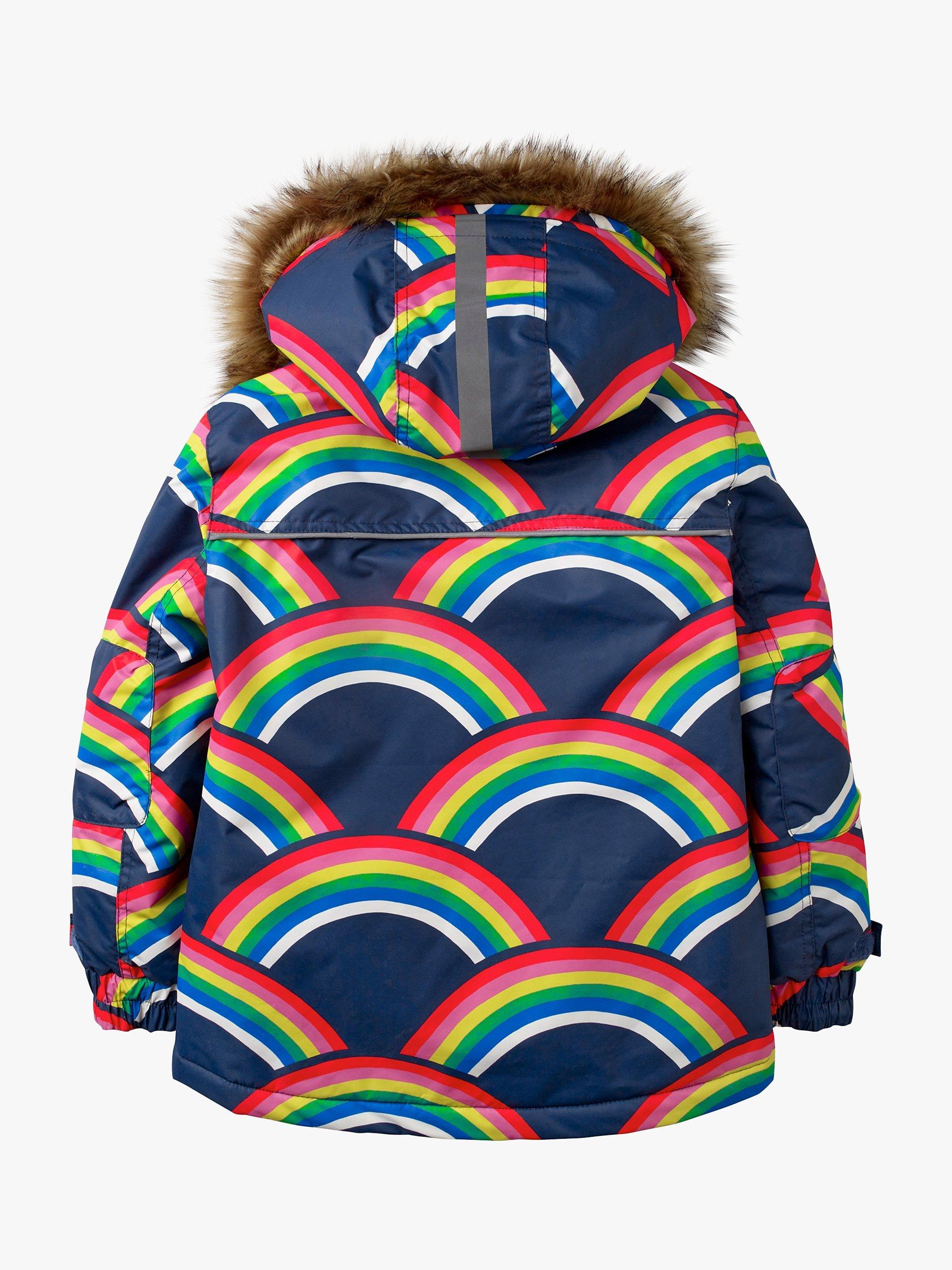 Mini Boden Girls All Weather Waterproof Rainbow Jacket Navy