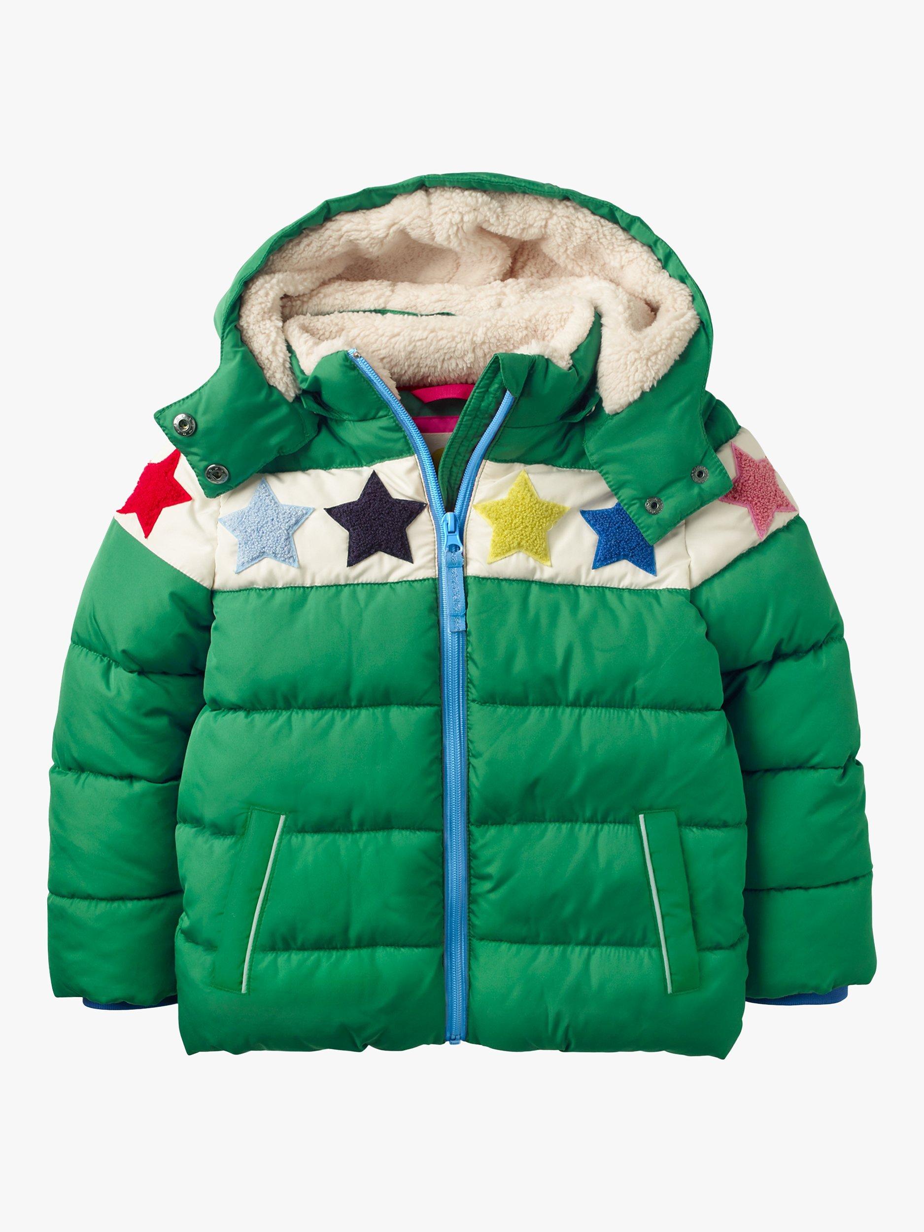 Mini Boden Girls' Cosy Padded Jacket, Highland Green Stars