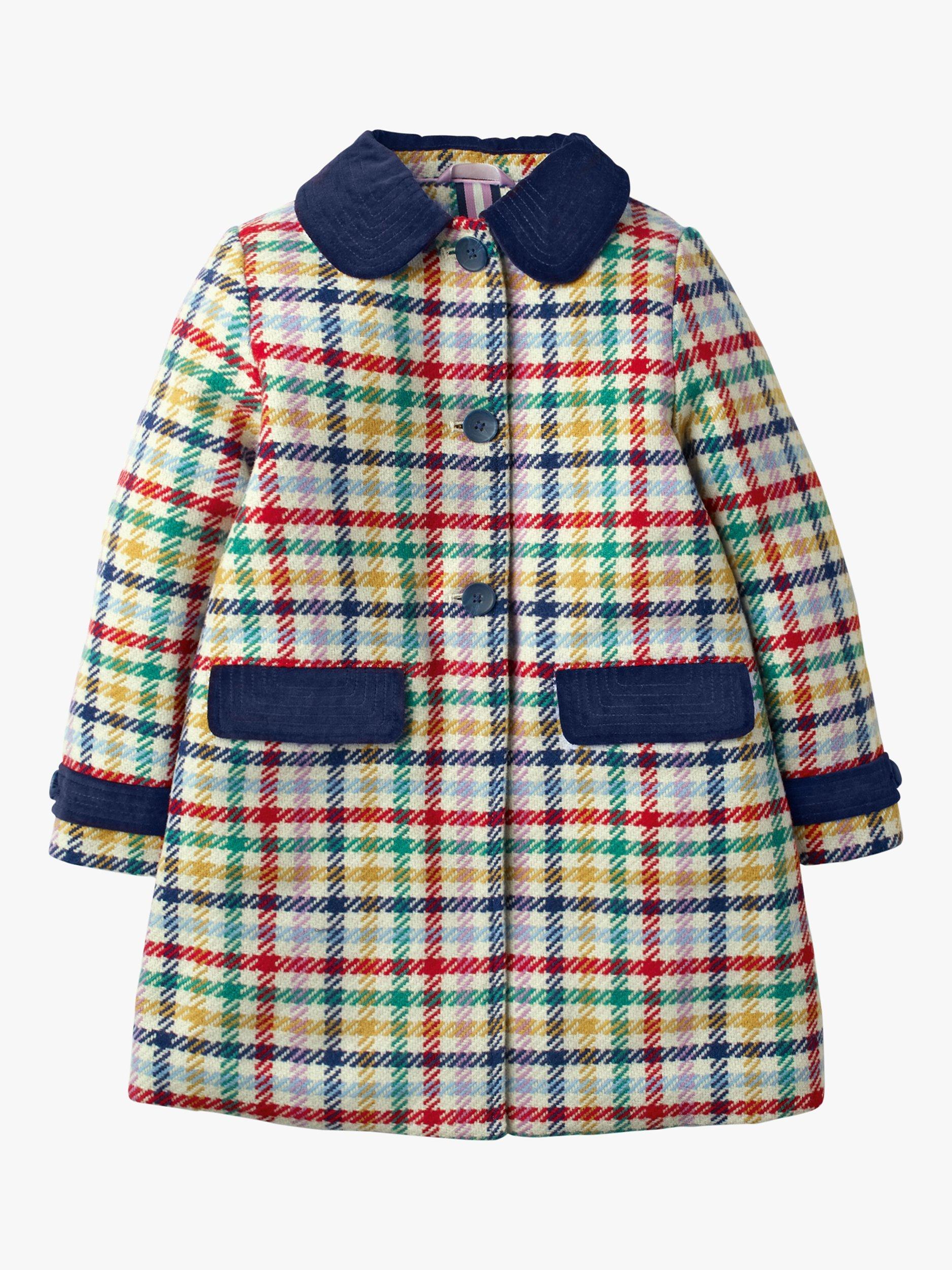 Mini Boden Girls' Wonderful Wool Check Coat, Multi