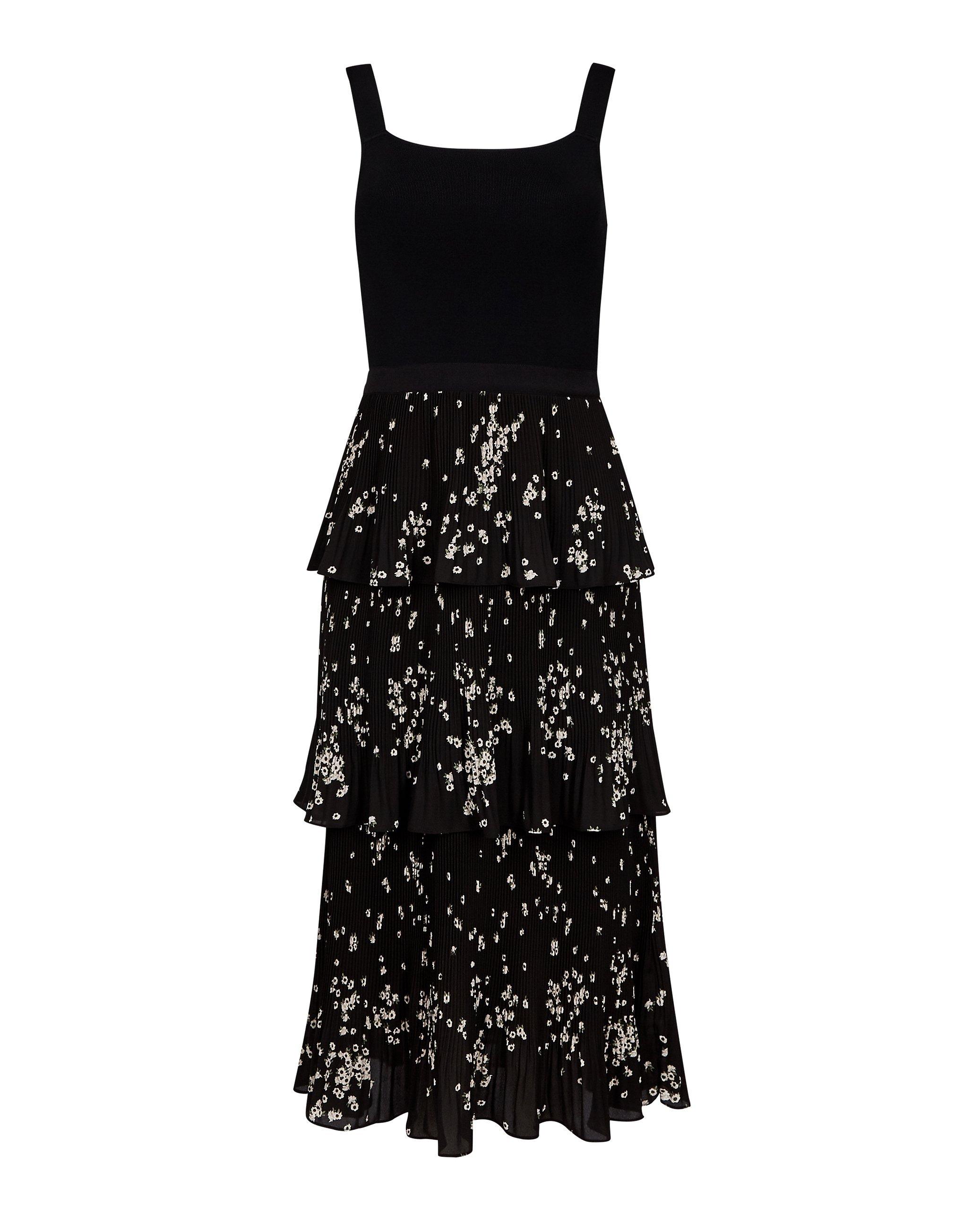 Ted Baker Betee Floral Print Tiered Dress, Black