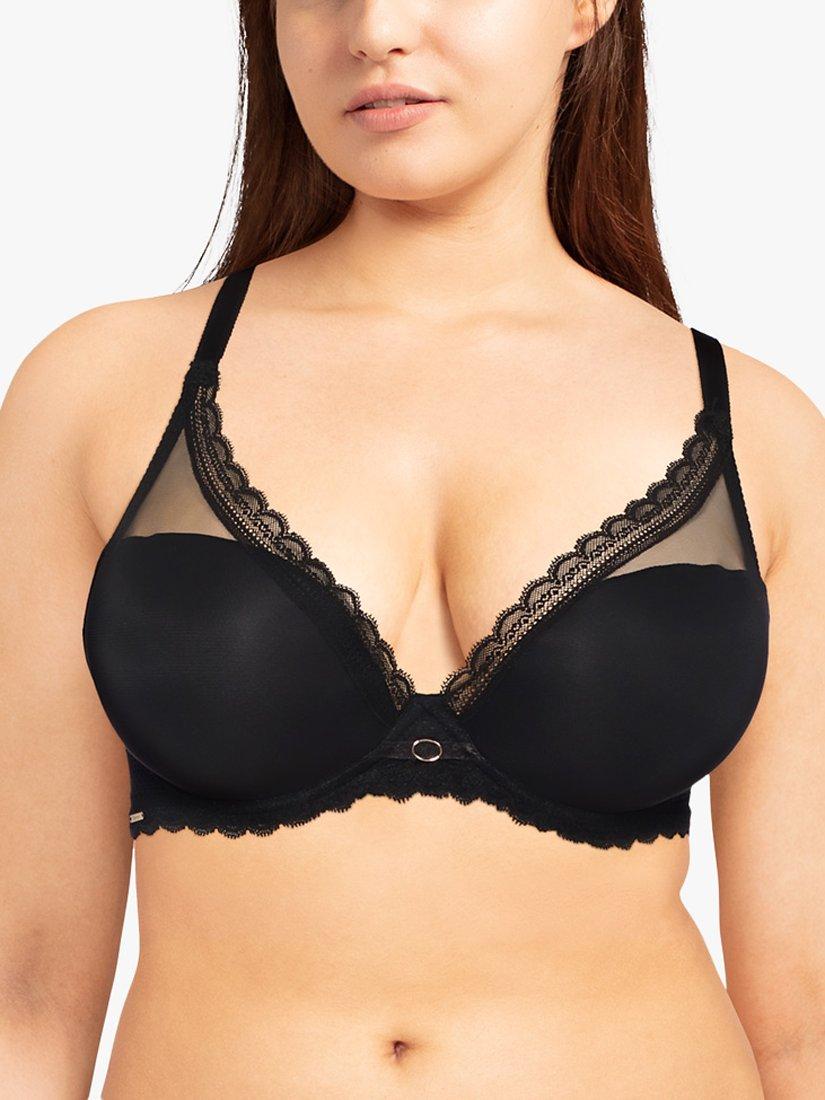 Product image 1 of 7, which shows Chantelle Parisian Allure Plunge T-Shirt Bra, Black, 36F