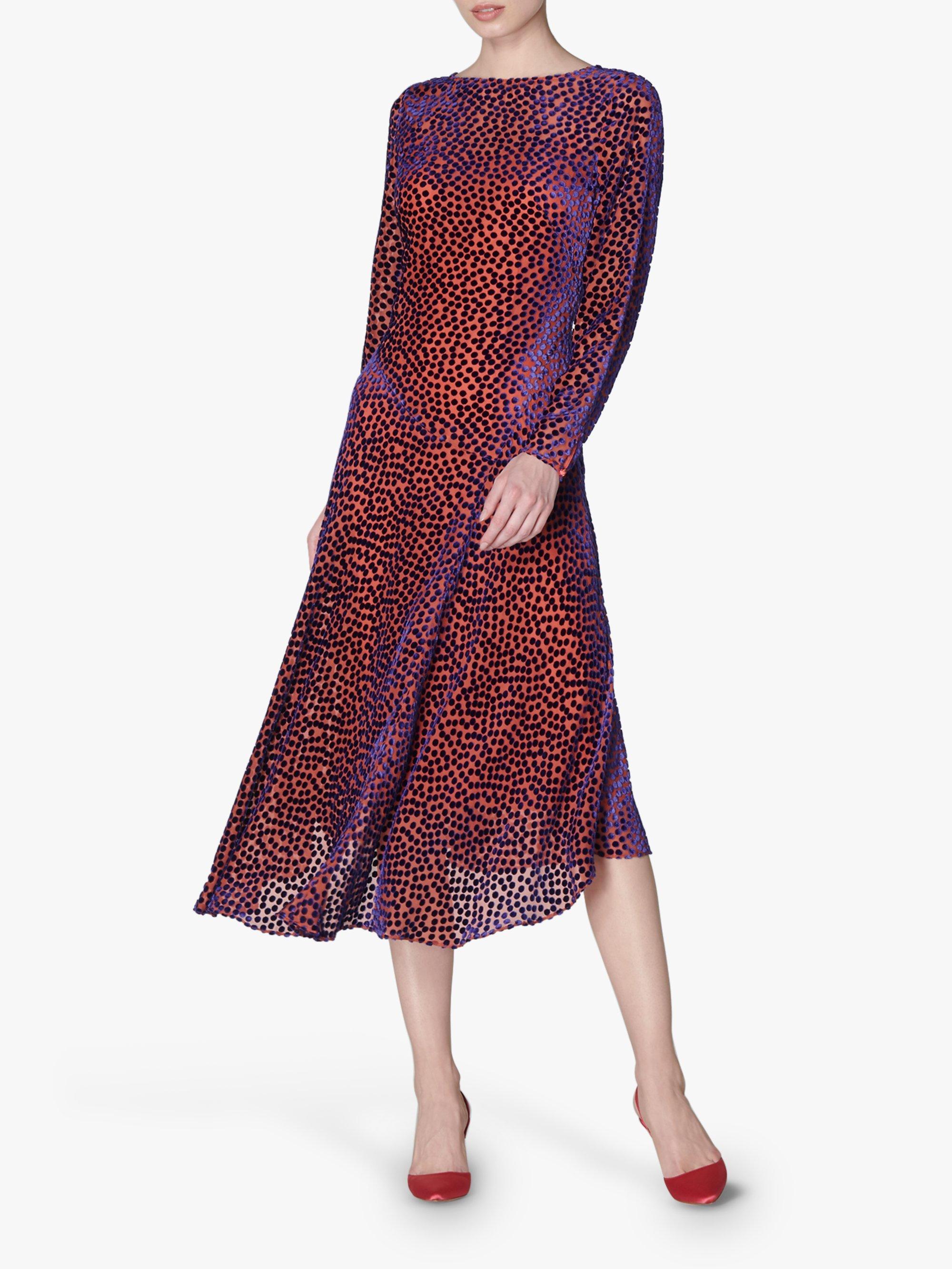 L.K.Bennett Bloomsbury Spot Midi Dress, Multi/Pink