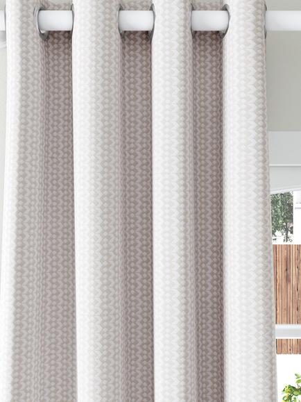 John Lewis Alda Weave Pair Lined Eyelet Curtains, Putty