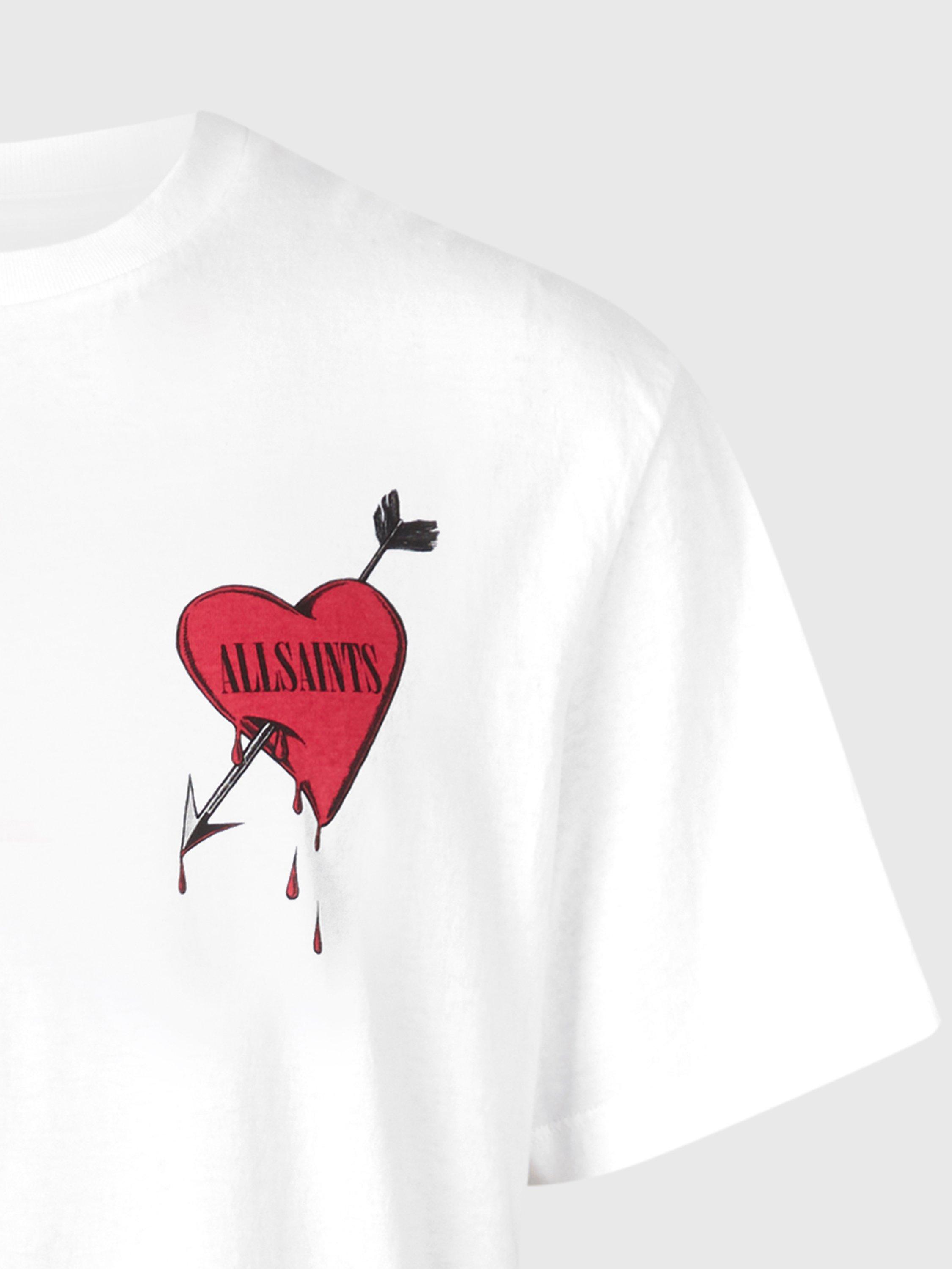 AllSaints Bleeding Heart Graphic Short Sleeved T Shirt