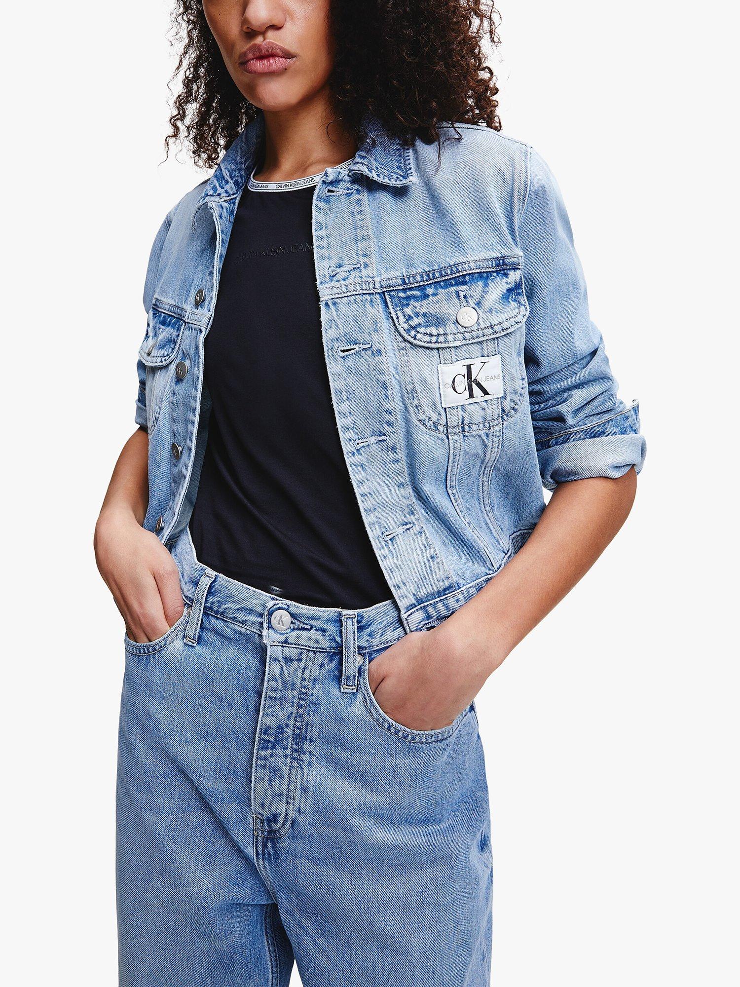 Calvin Klein Performance 90 s Crop Trucker Denim Jacket Light Blue