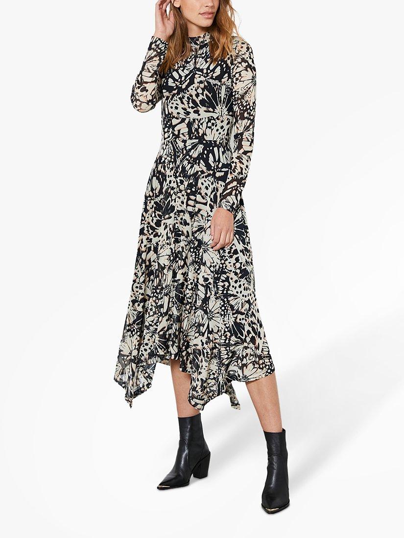 Mint Velvet Kelly Abstract Butterfly Print Midi Dress, Multi