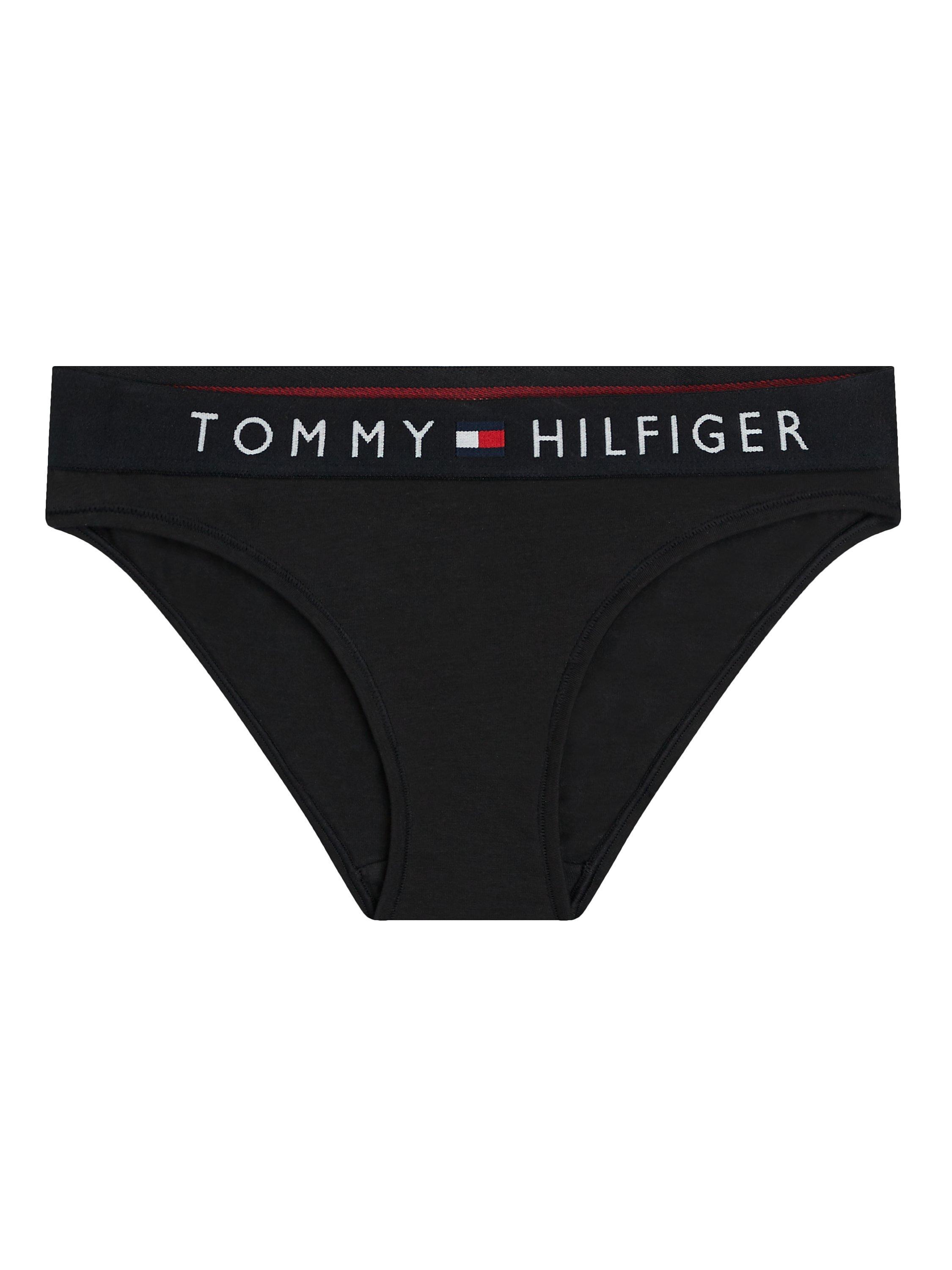 Tommy Hilfiger Logo Waistband Stretch Cotton Bikini Knickers, Black