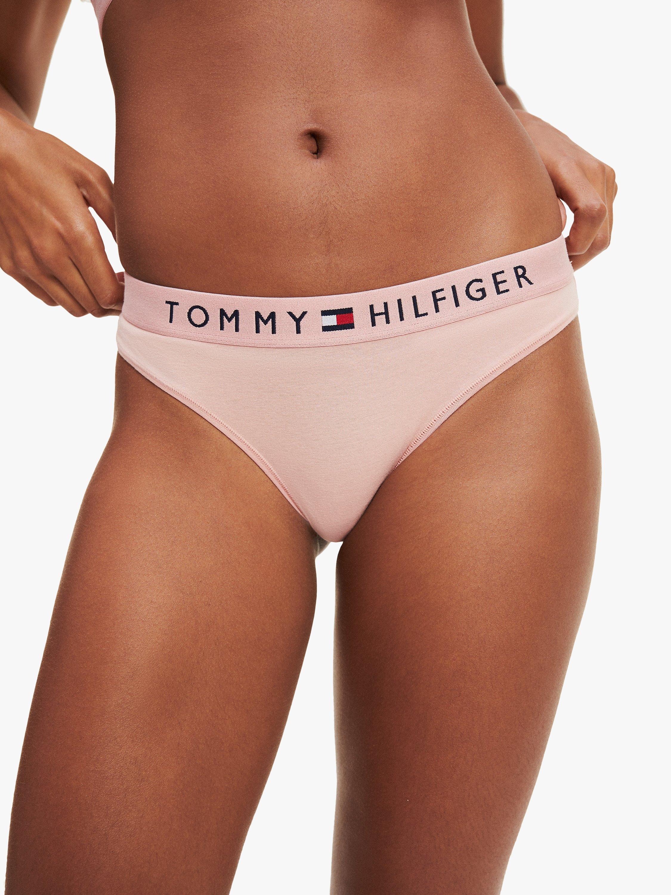 Tommy Hilfiger Logo Waistband Stretch Cotton Bikini Knickers, Rose Tan