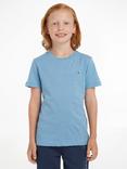 Tommy Hilfiger Kids' Basic Crew Neck Short Sleeve Top, Light Bluje