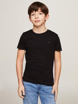 Tommy Hilfiger Kids' Basic Crew Neck Short Sleeve Top, Black