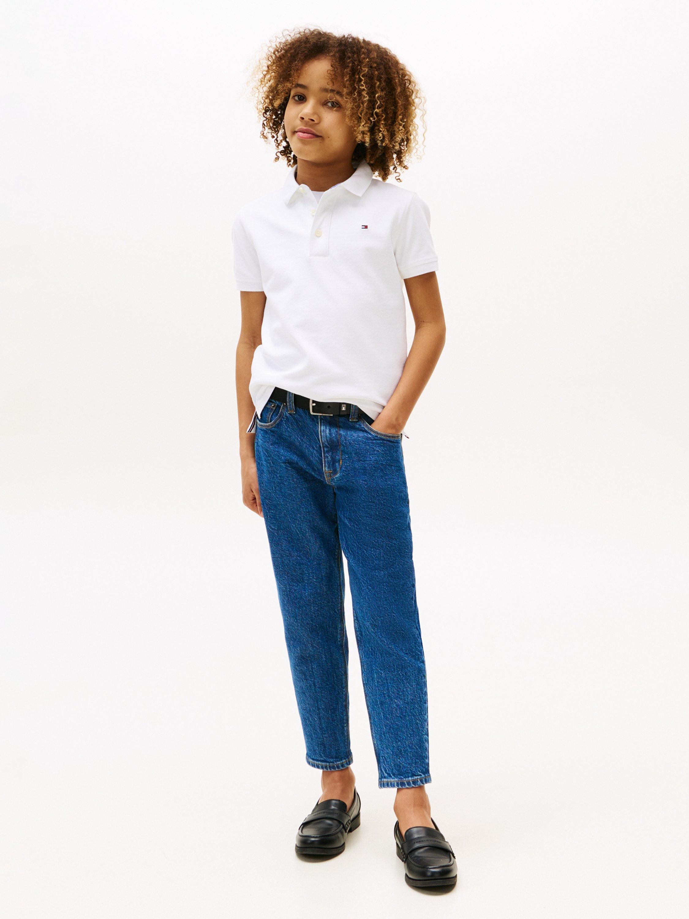 Product image 4 of 6, which shows Tommy Hilfiger Kids' Organic Cotton Short Sleeve Polo Shirt, Bright White, 3 years