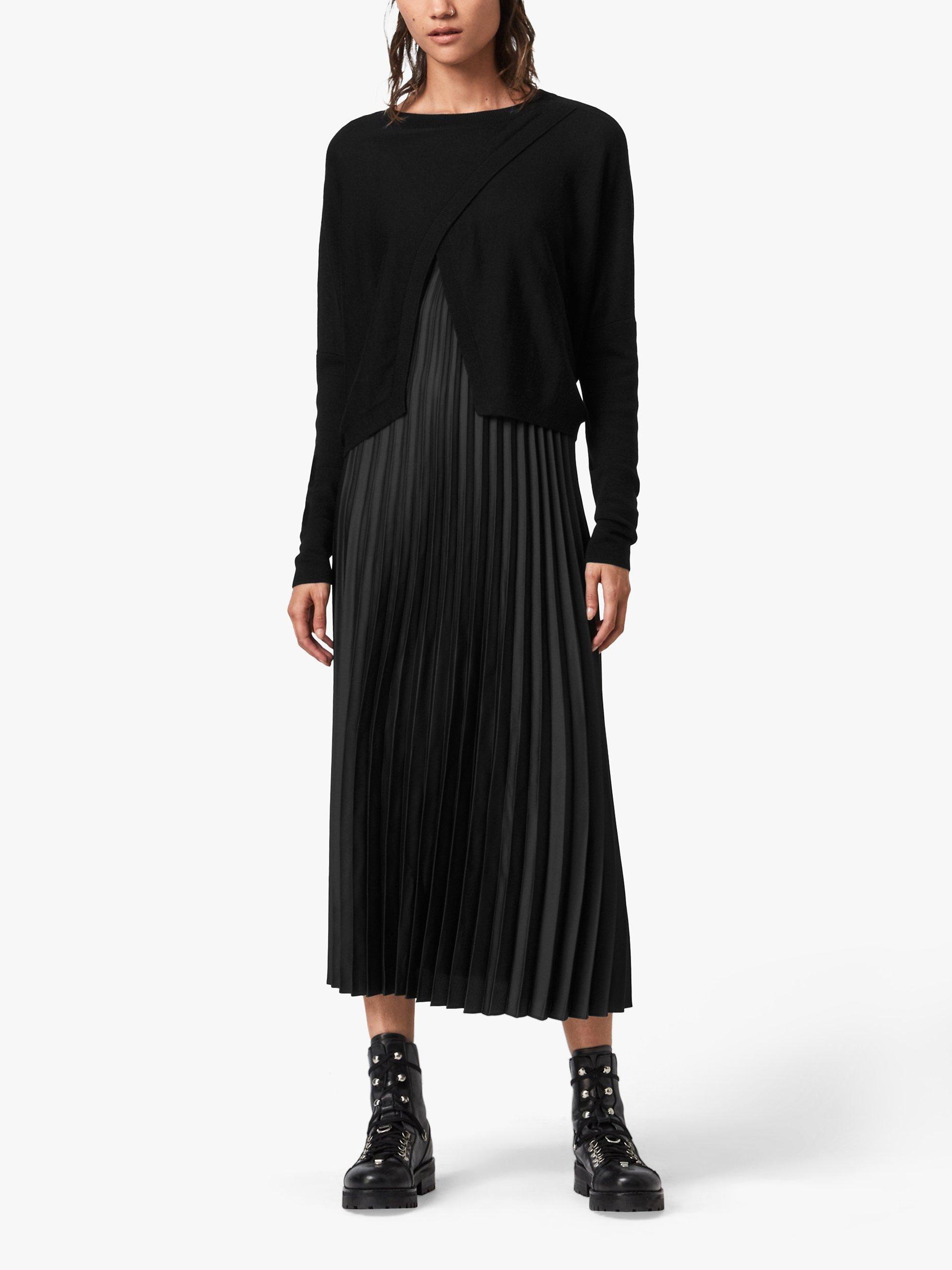 AllSaints Lori 2-in-1 Slip Dress, Black