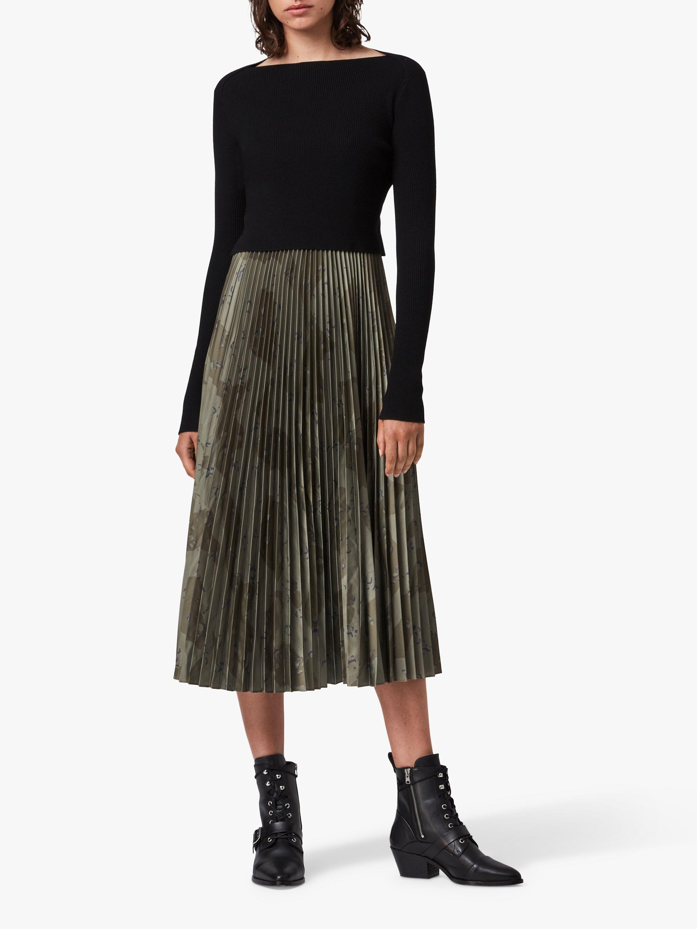AllSaints Lera Acoustic 2-In-1 Midi Dress