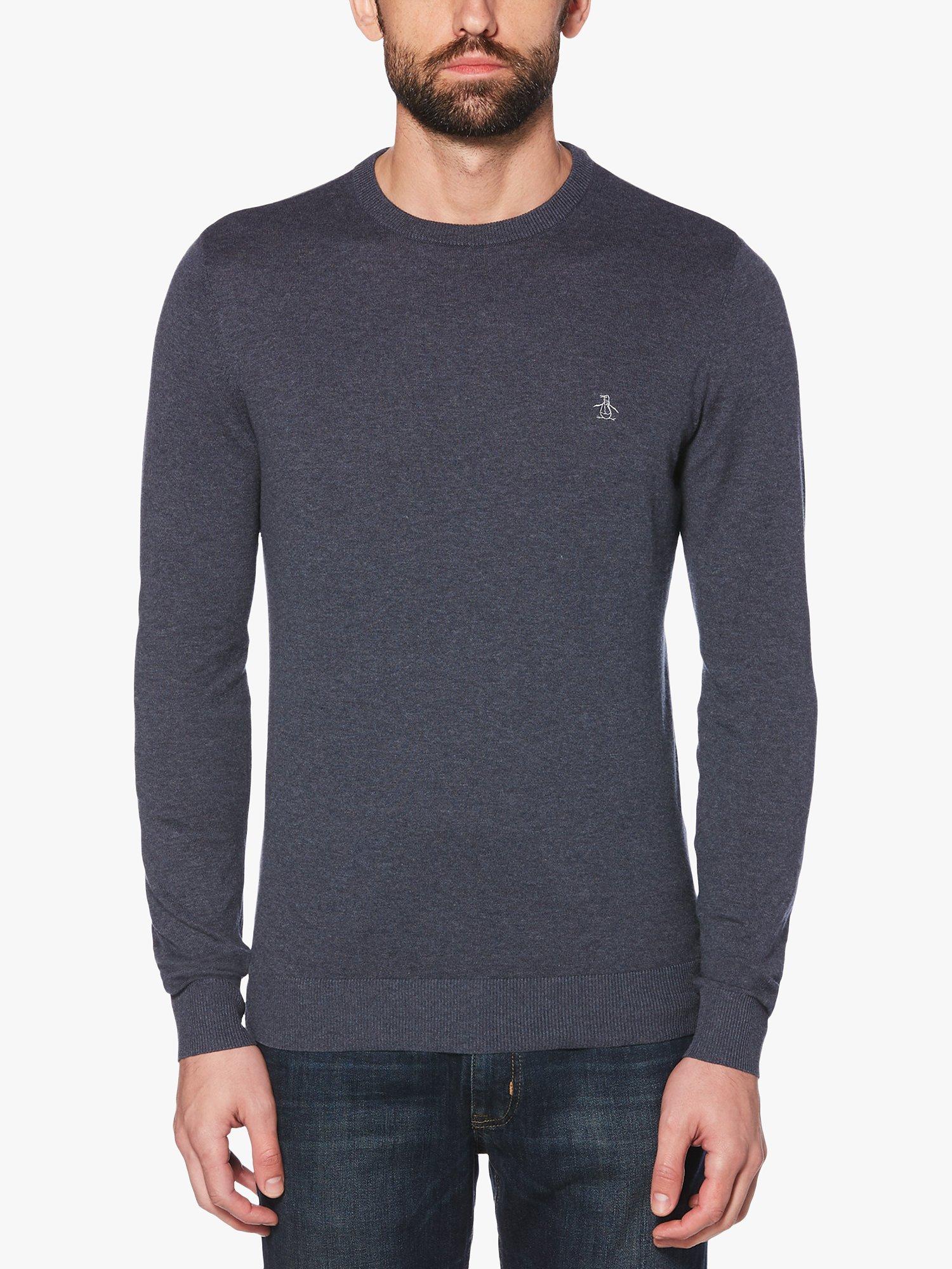 Product image 1 of 2, which shows Original Penguin Supima Cotton Crew Neck Knit, 413 Dark Sapphire, M
