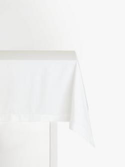 John Lewis Hem Stitch Organic Cotton Tablecloth, White, White