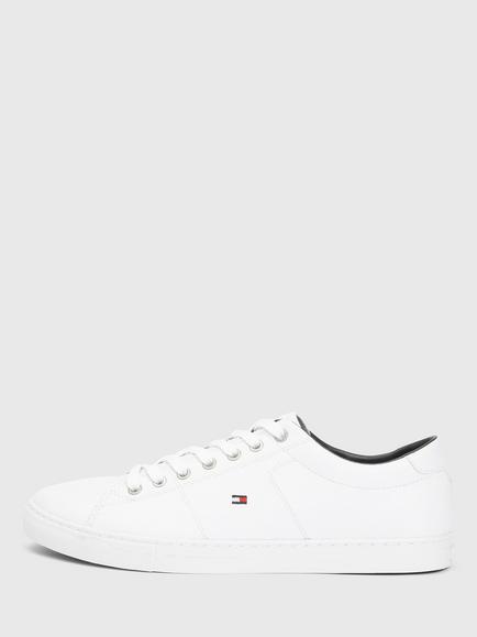 Tommy Hilfiger Essential Leather Lace-Up Trainers, White, White
