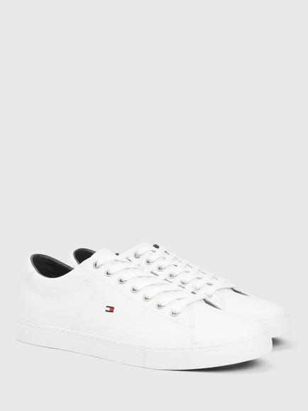 Tommy Hilfiger Essential Leather Lace-Up Trainers, White - view 2, White