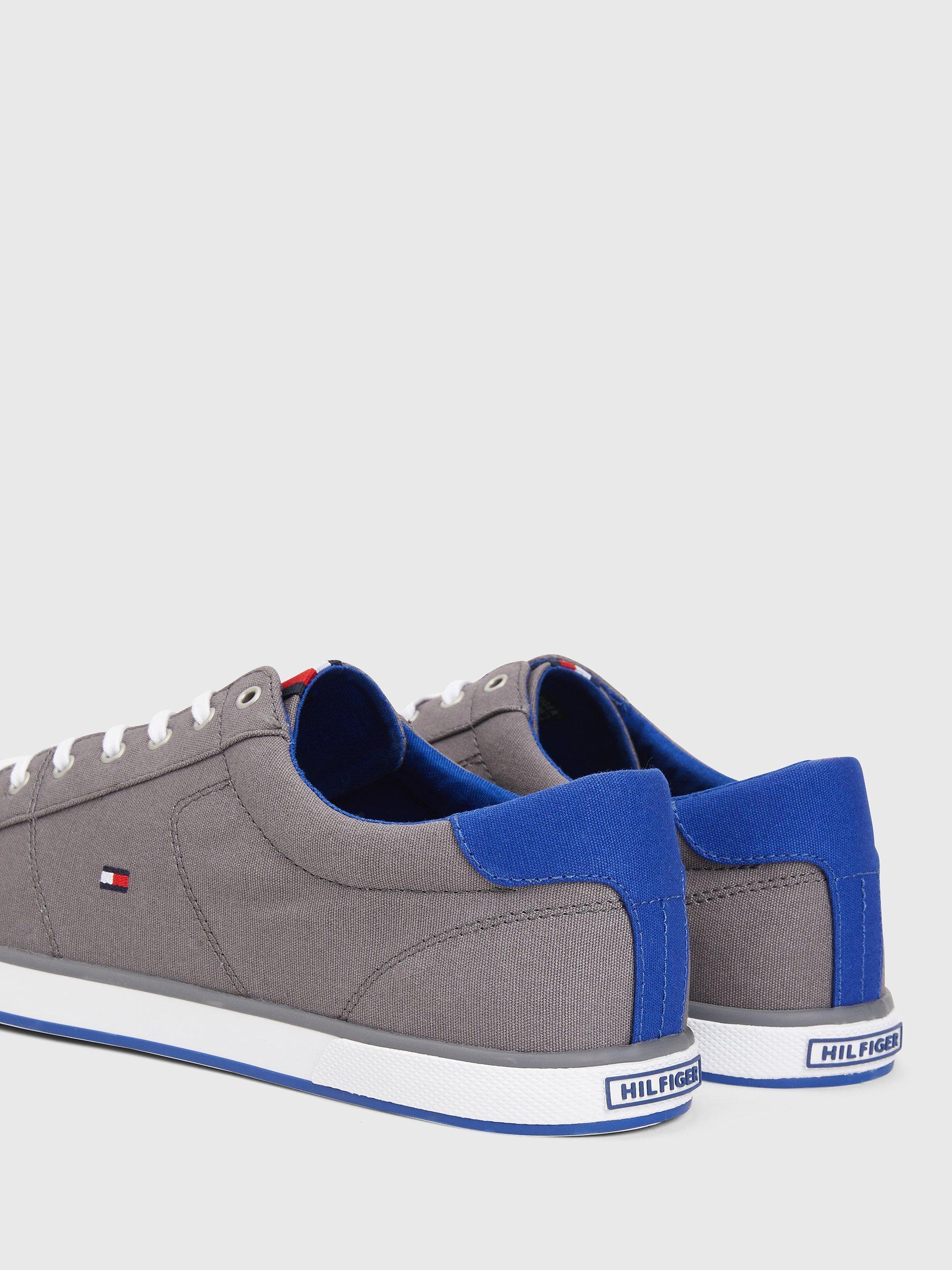 Product image 3 of 6, which shows Tommy Hilfiger Canvas Lace-Up Trainers, Steel Grey, 6