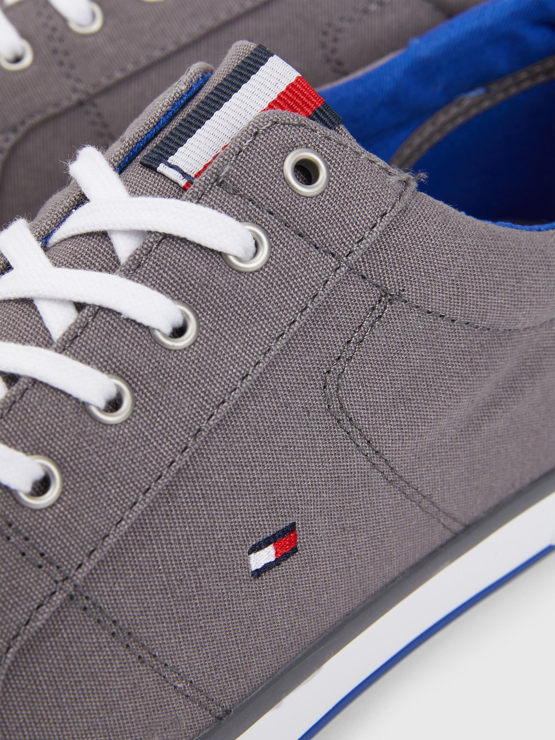 Product image 5 of 6, which shows Tommy Hilfiger Canvas Lace-Up Trainers, Steel Grey, 6