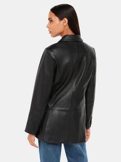 Whistles Aliza Double Breasted Leather Jacket, Black - view 2, Black