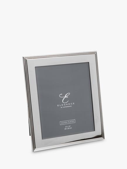 Elegance by Impressions Ribbed Photo Frame, Silver Plated, Silver