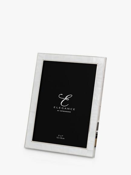 Elegance by Impressions Mother Of Pearl Photo Frame, White - view 2, White