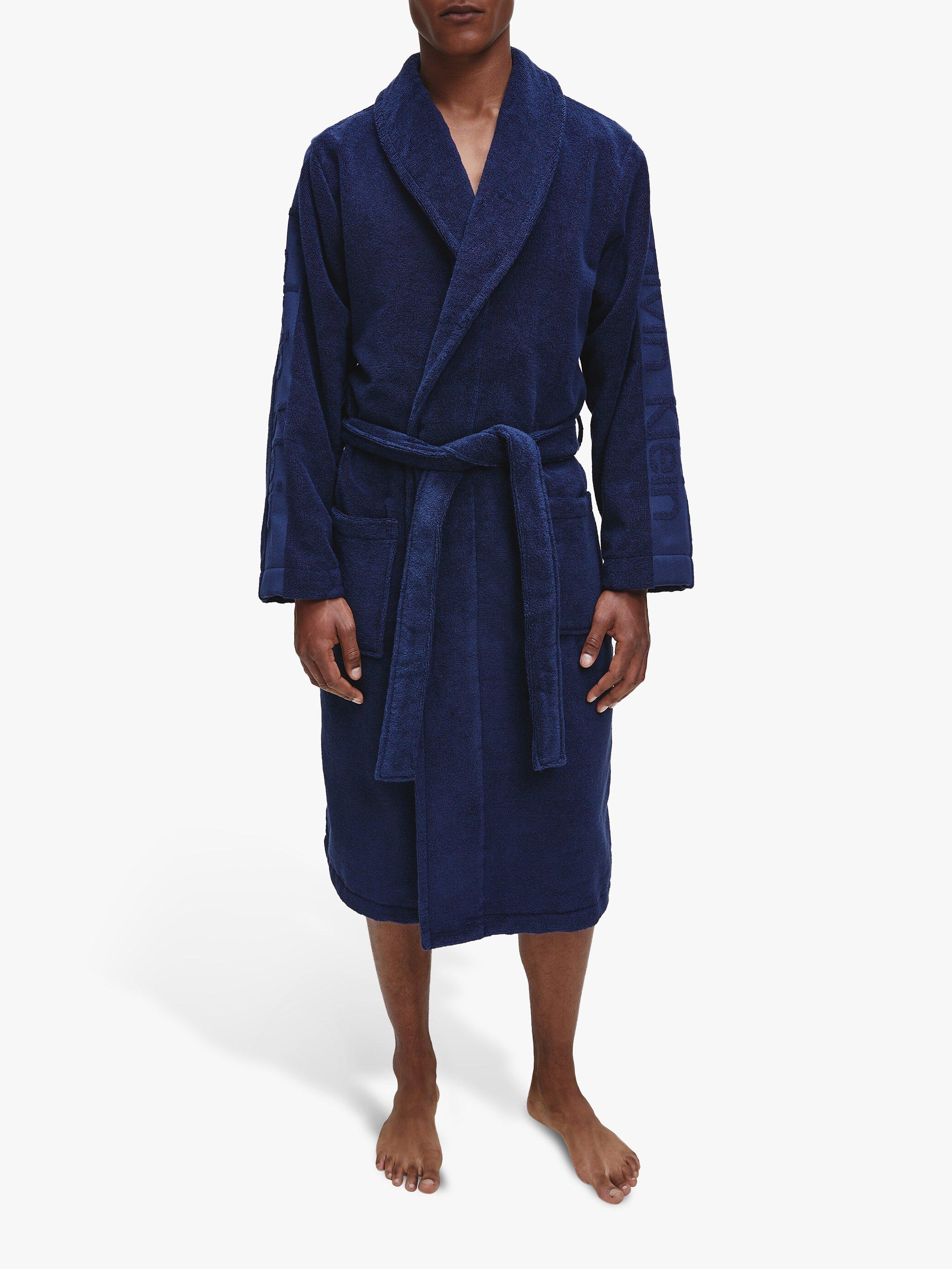 Calvin Klein Cotton Wrap Dressing Gown, Blue Shadow, S-M