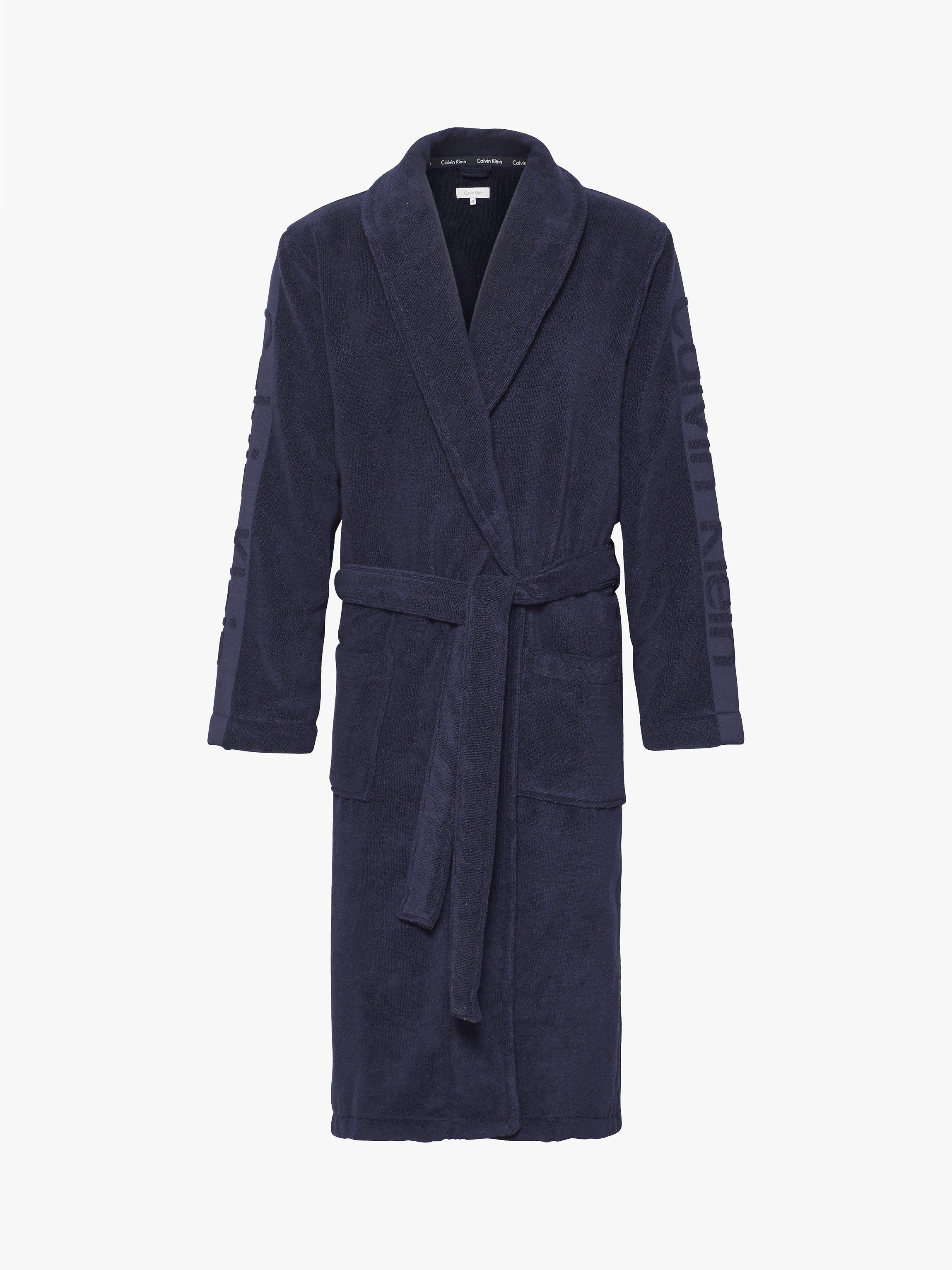 Calvin Klein Cotton Wrap Dressing Gown, Blue Shadow, S-M