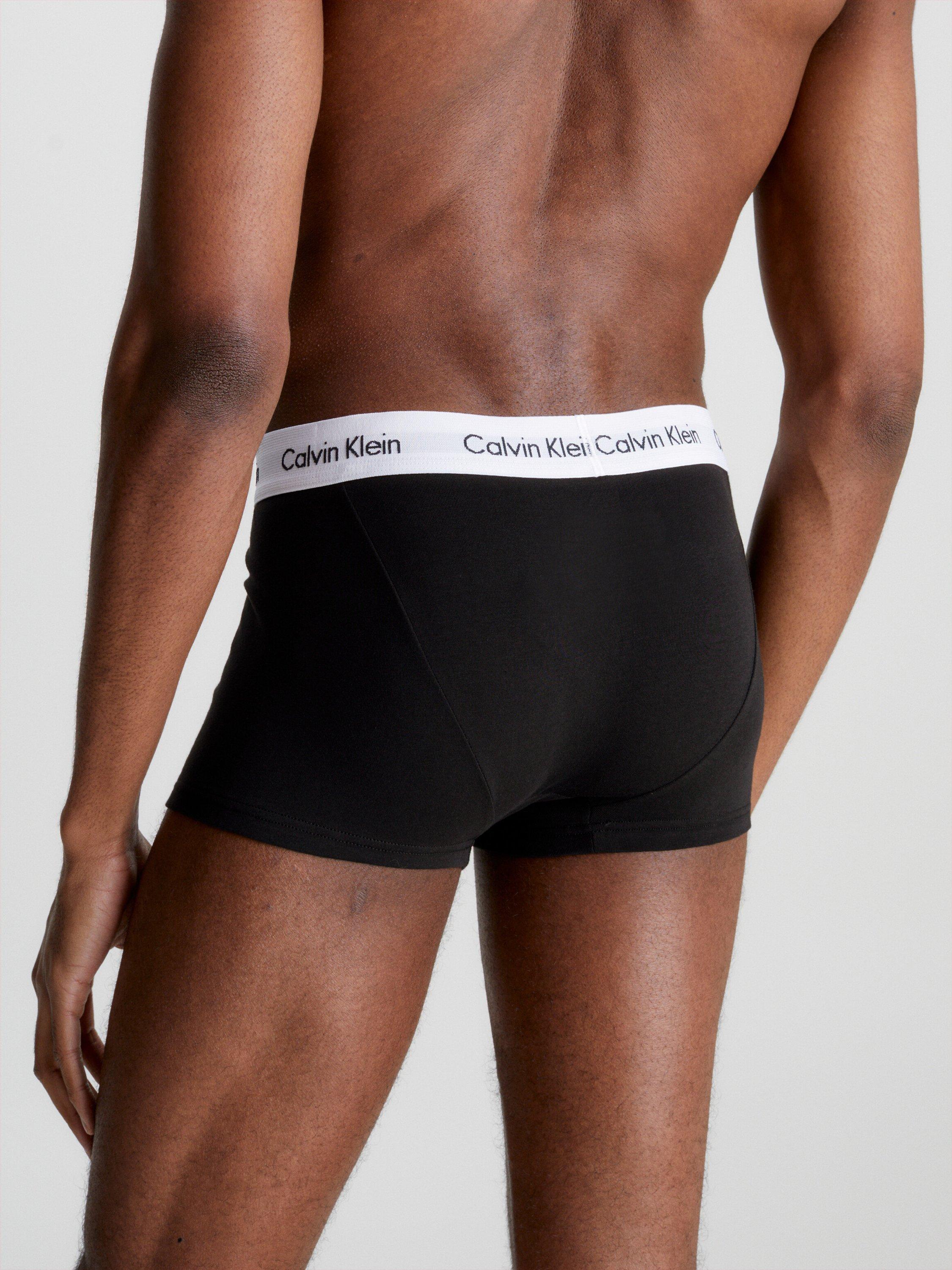 Product image 3 of 3, which shows Calvin Klein Low Rise Cotton Stretch Trunks, Pack of 3, Black, XS