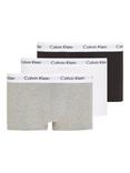 Calvin Klein Low Rise Cotton Stretch Trunks, Pack of 3, Black/White/Grey Heather