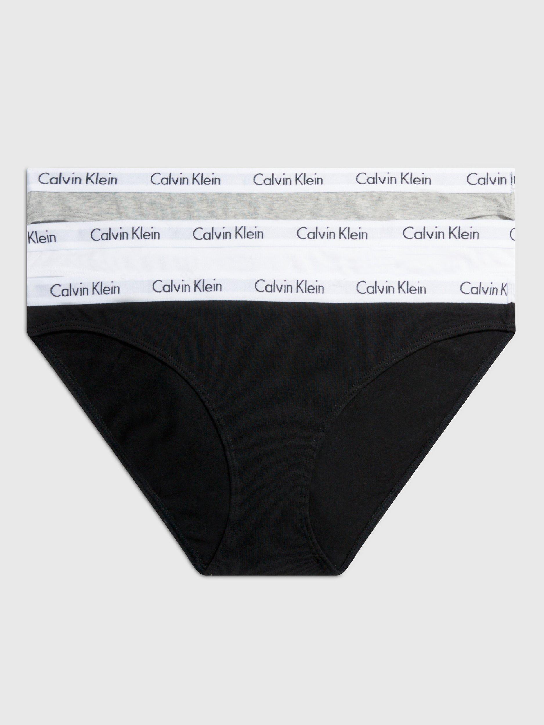 Calvin Klein Carousel Bikini Knickers, Pack of 3, Black/White/Grey