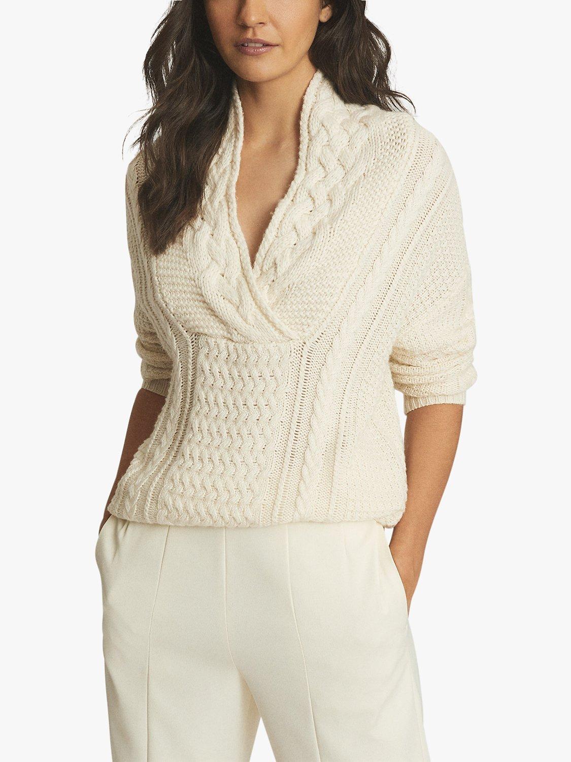 Reiss Ali Vintage Cable Knit Jumper, Cream
